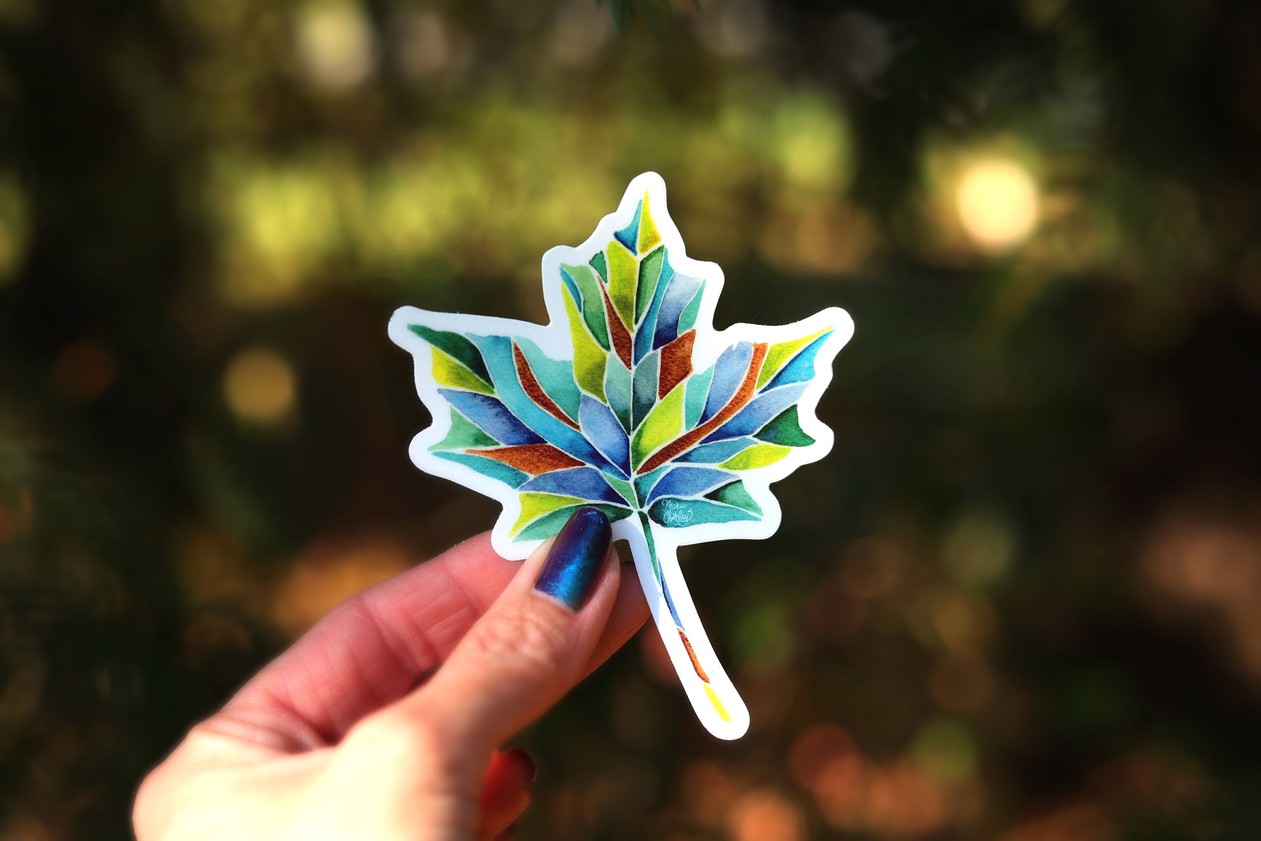 Green Mosaic Leaf Sticker