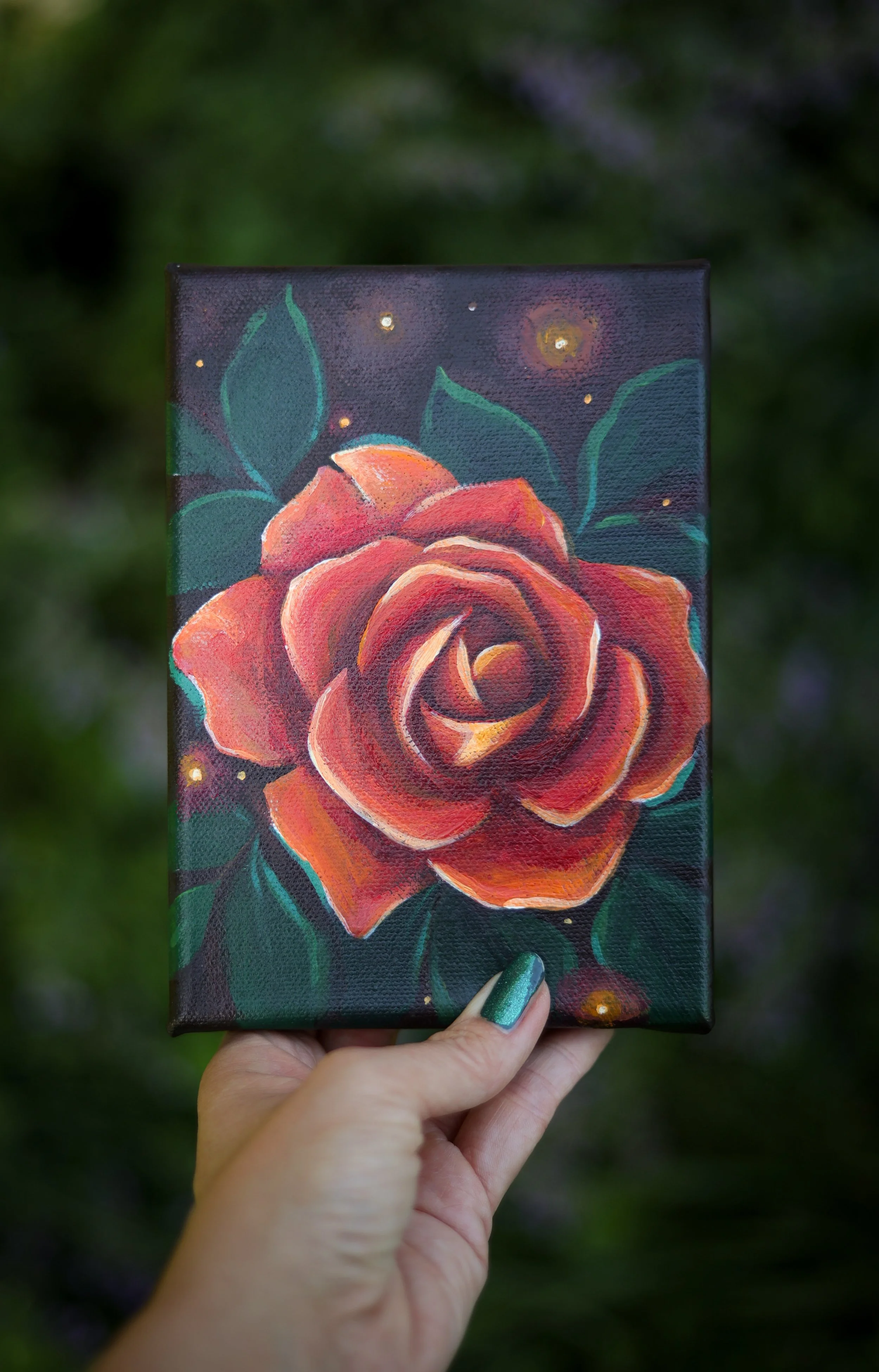 Orange Rose and Orbs