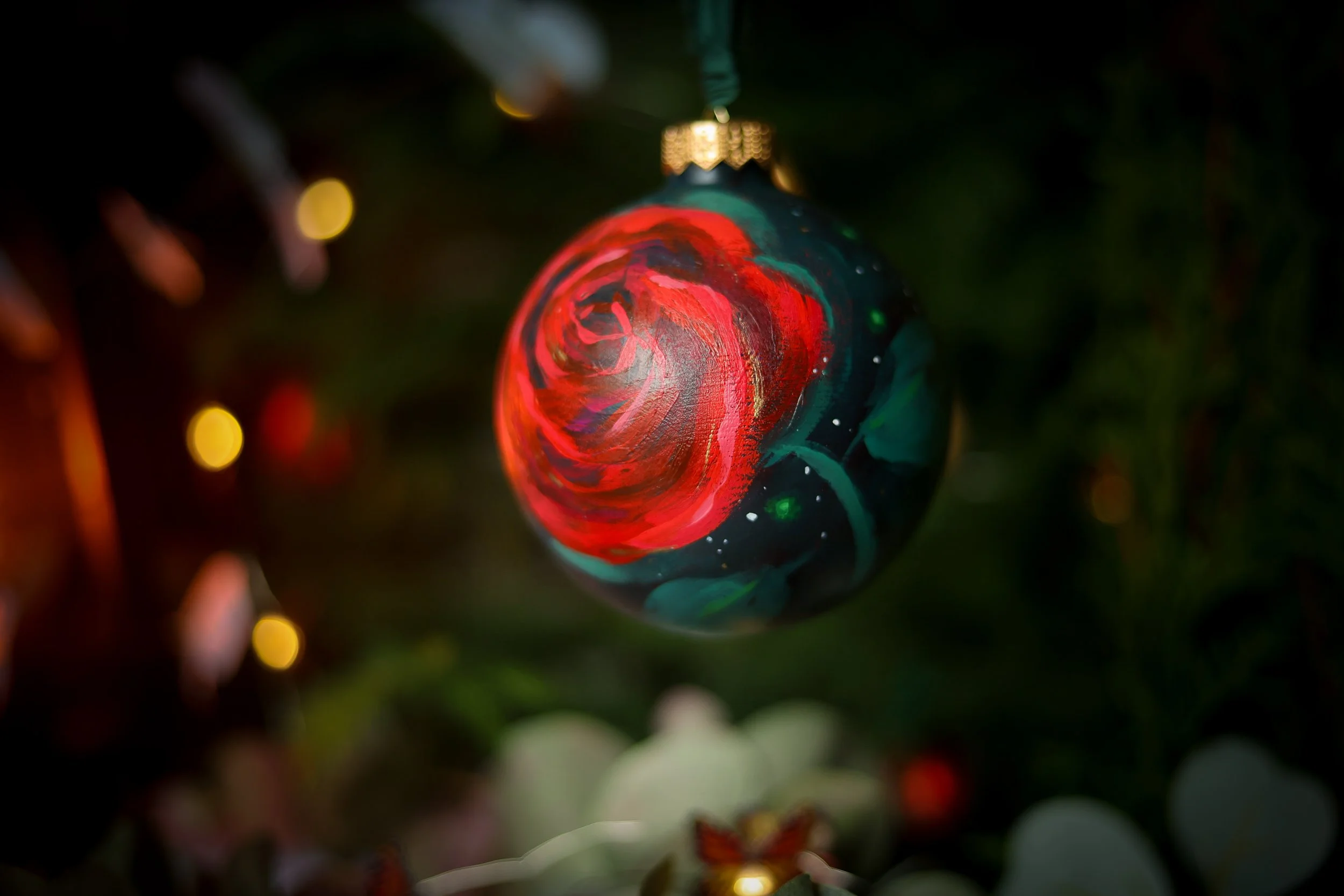 rose painted ornament