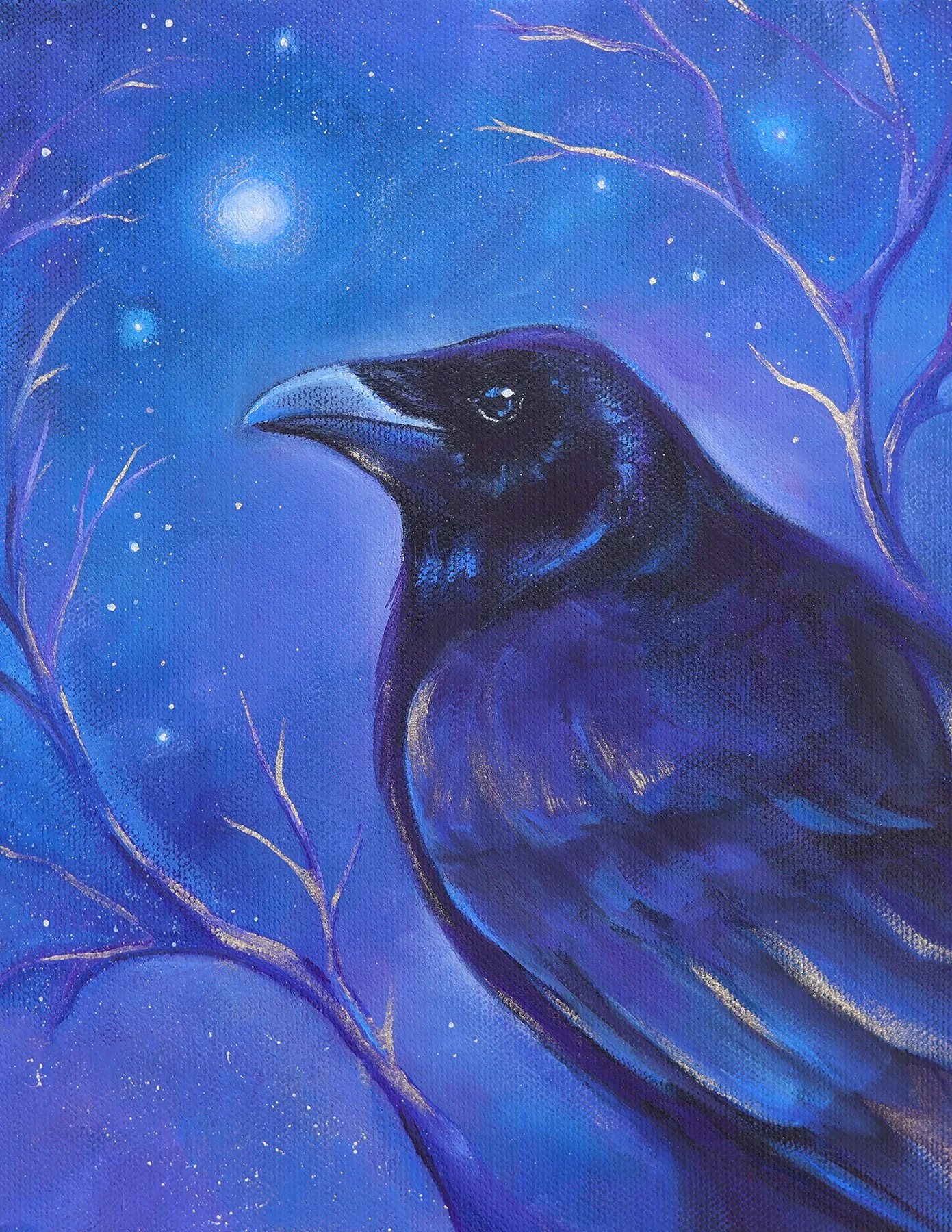 Twilight Crow~ Original Acrylic and Oil Painting