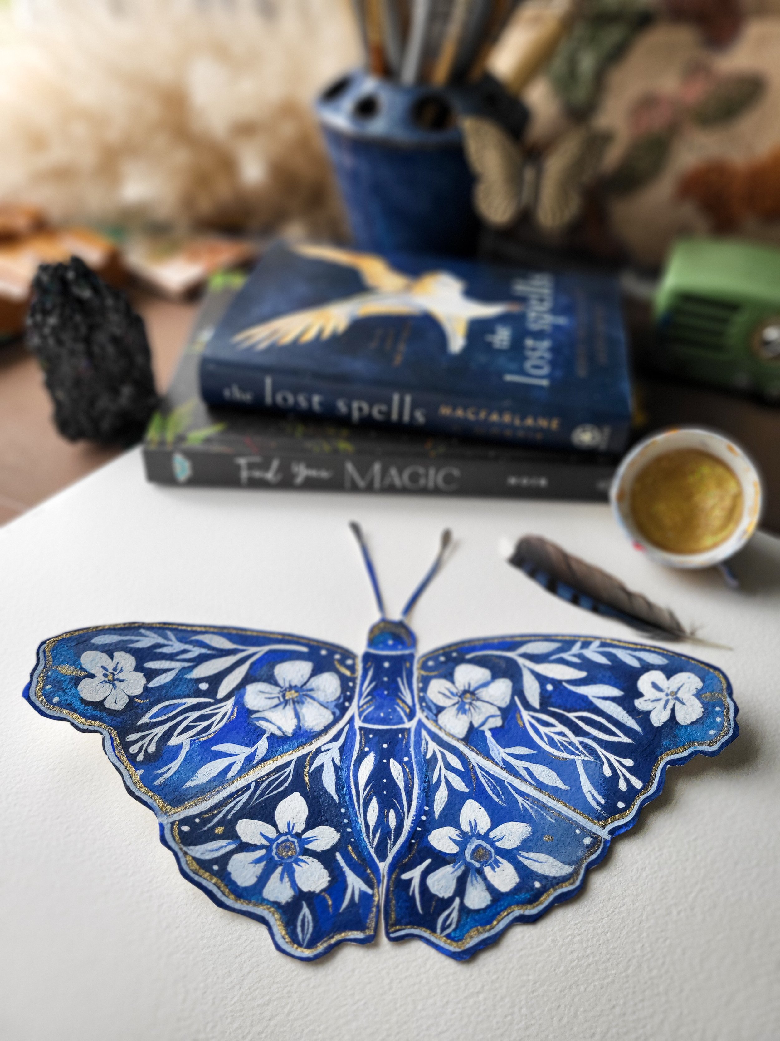 A beautiful vintage inspired butterfly painting