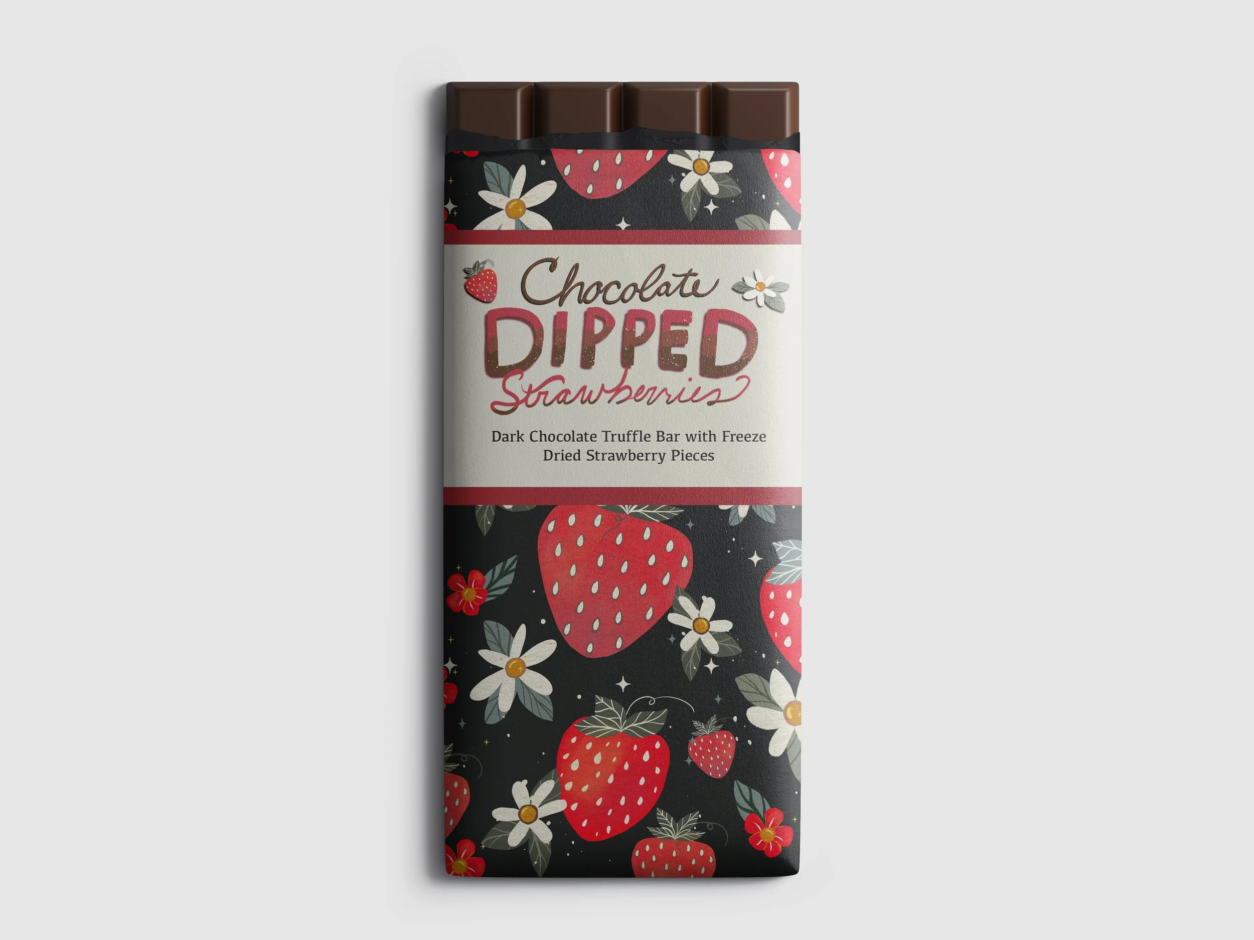 Chocolate Bar Mock-Up with Strawberry Art Design