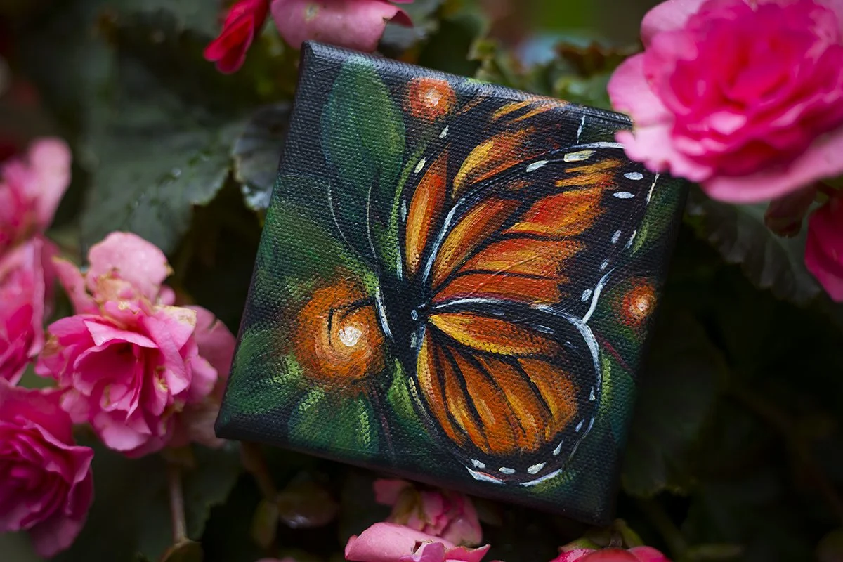 monarch butterfly with glow painting