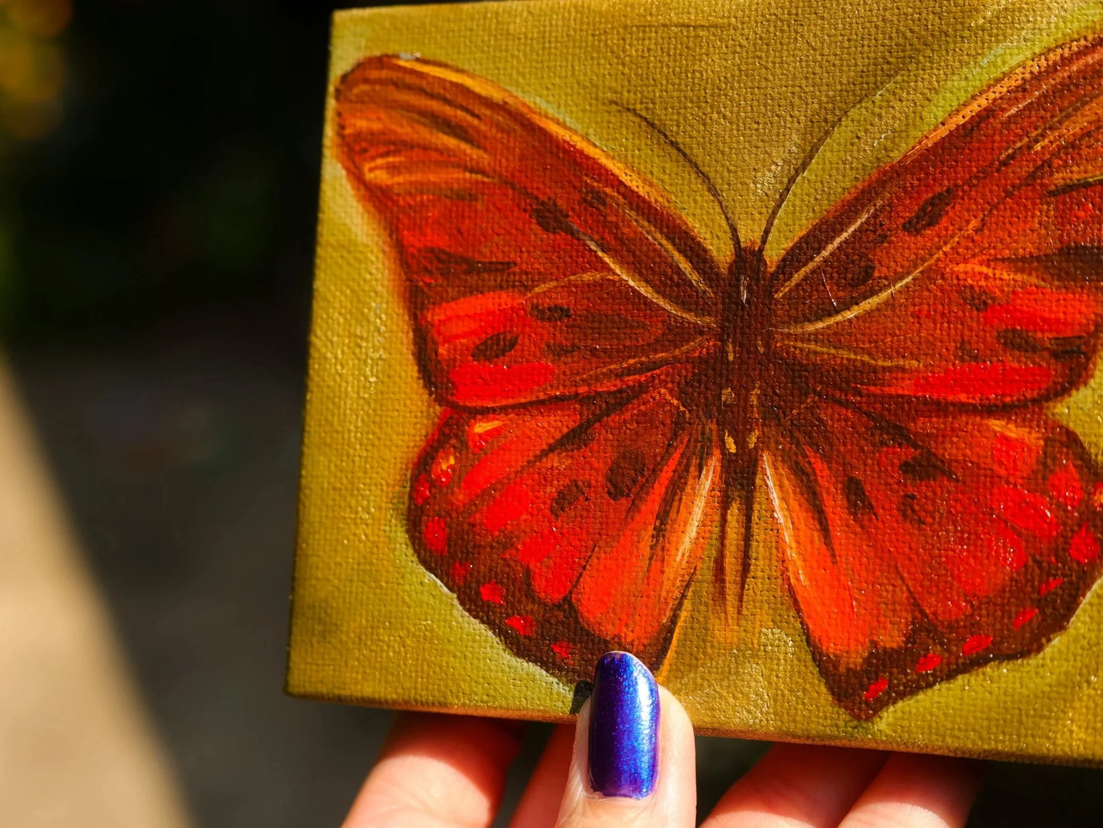 red butterfly oil painting