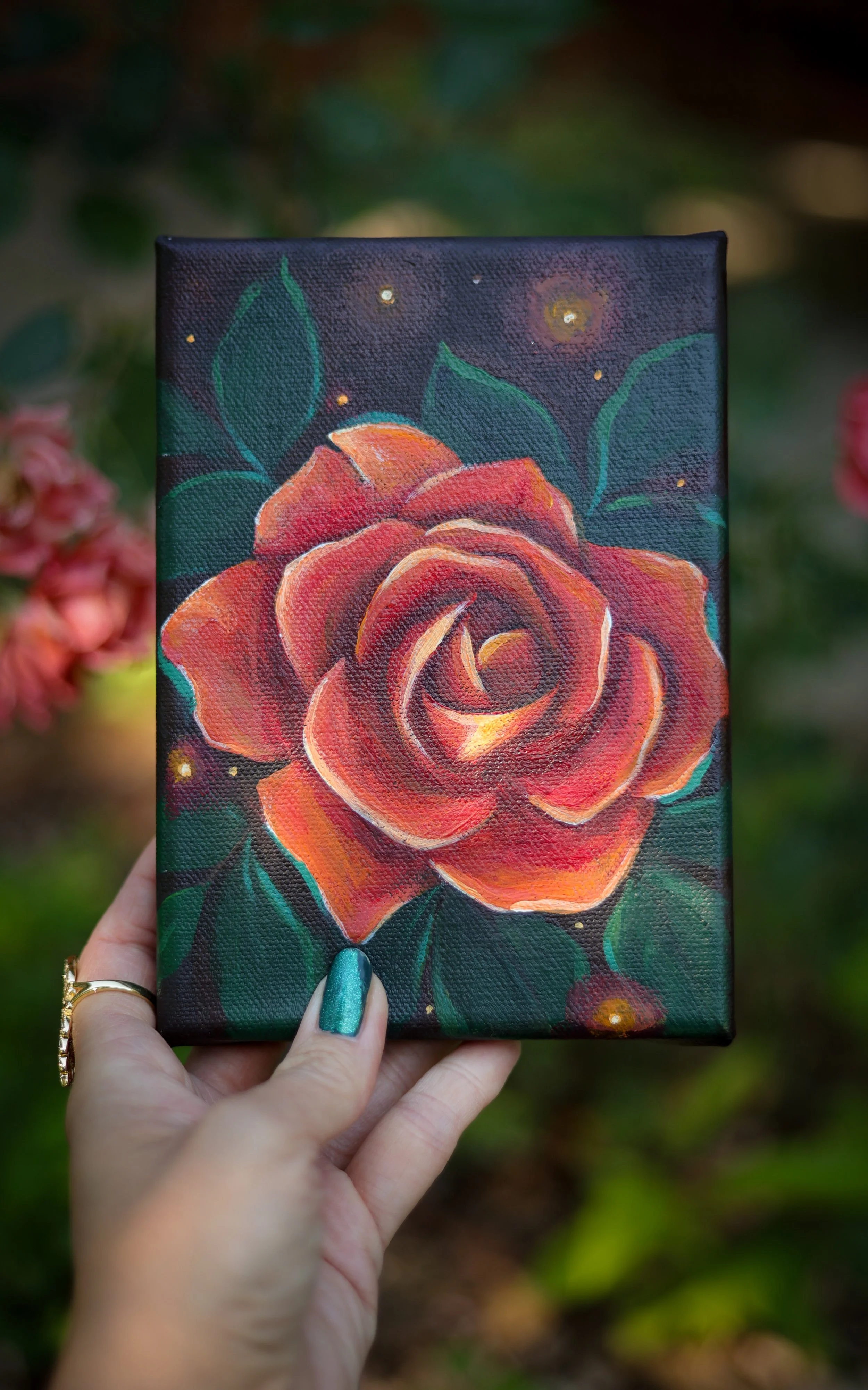 orange rose acrylic painting