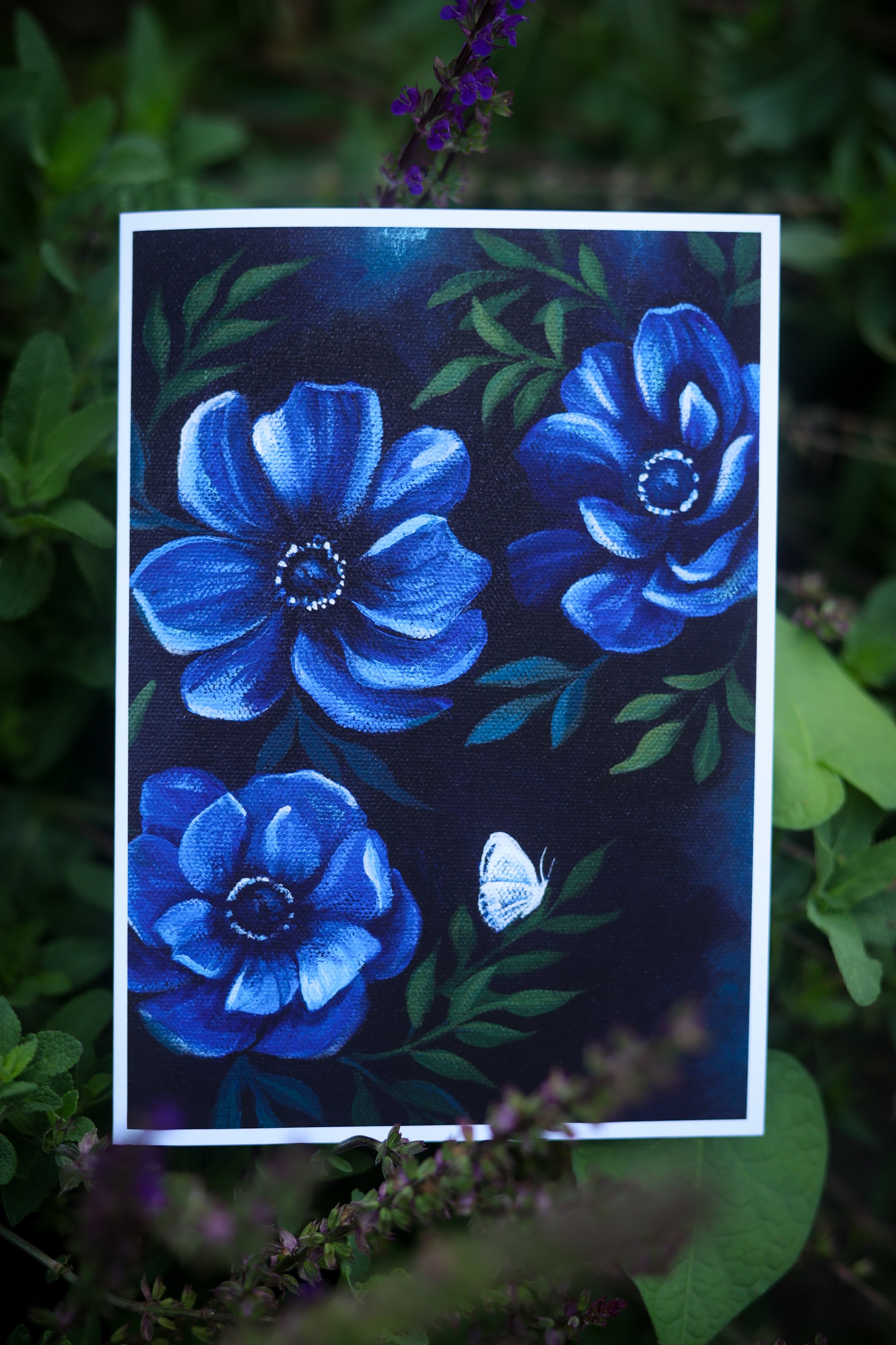 Blue Anemones and Summer Azure Greeting Card