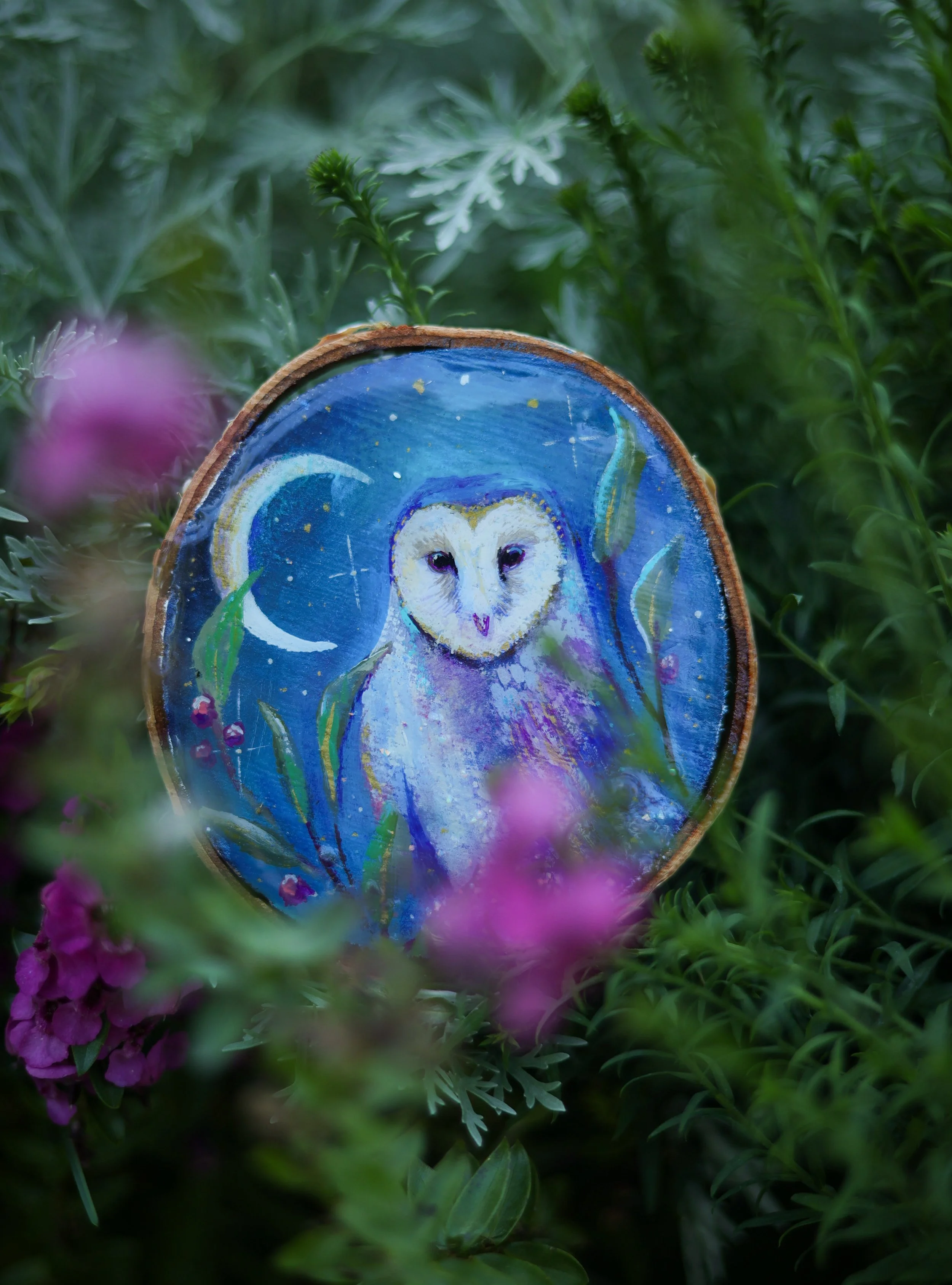 Barn Owl and Moon