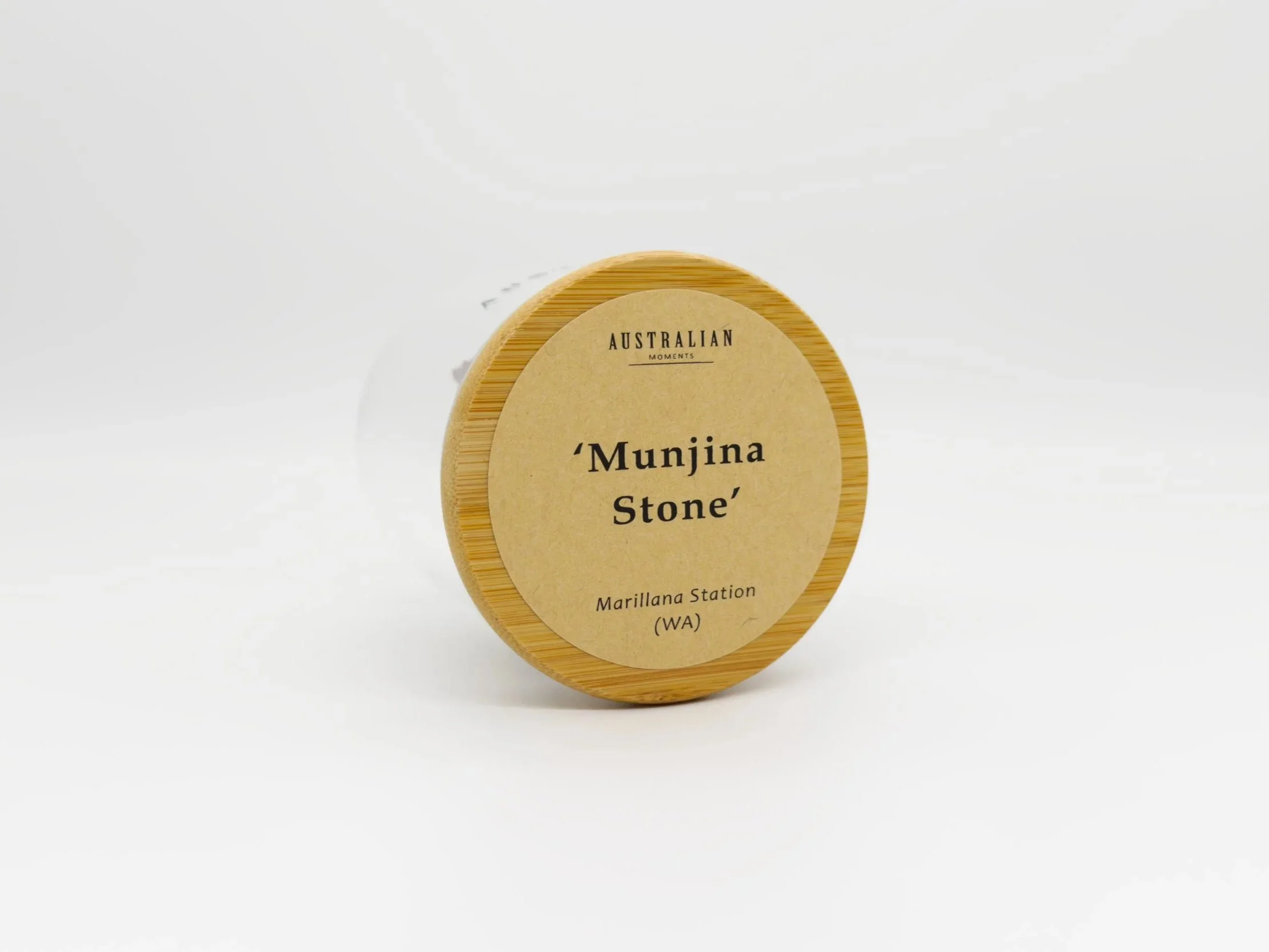 Munjina stone chunk in glass jar