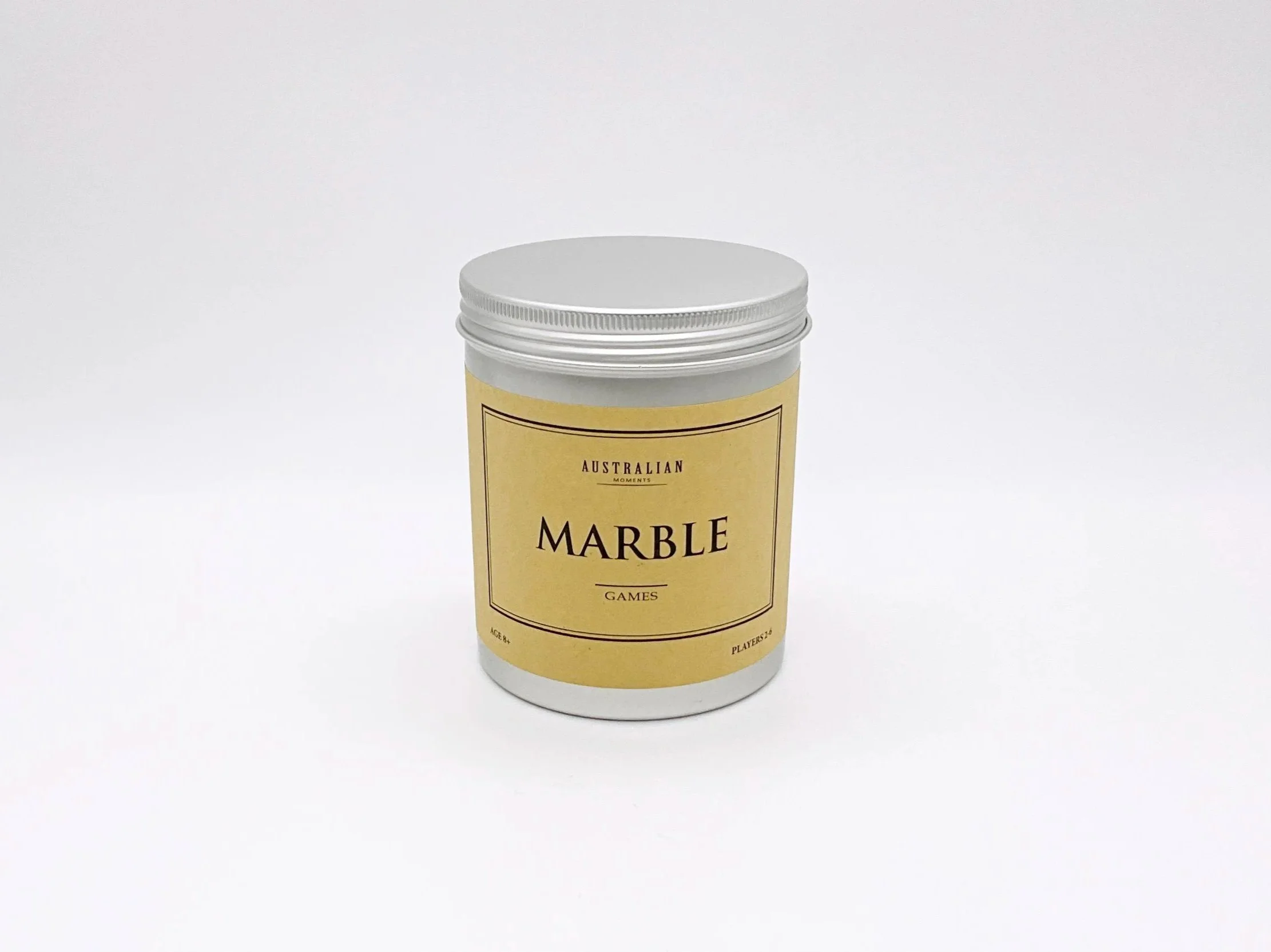Marble Games tin packaging