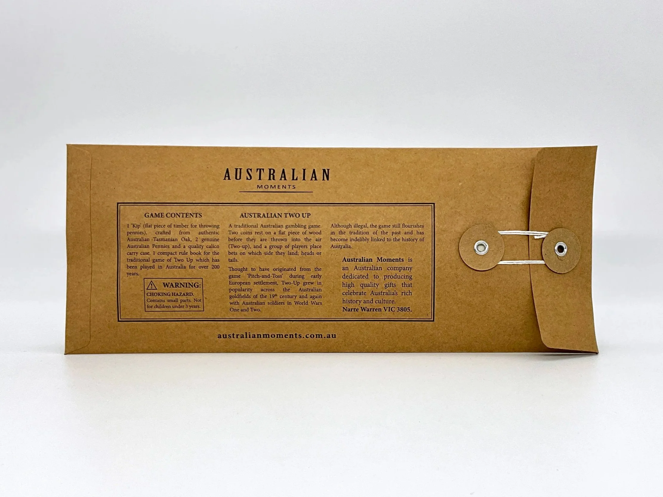 Two Up game packaging rear