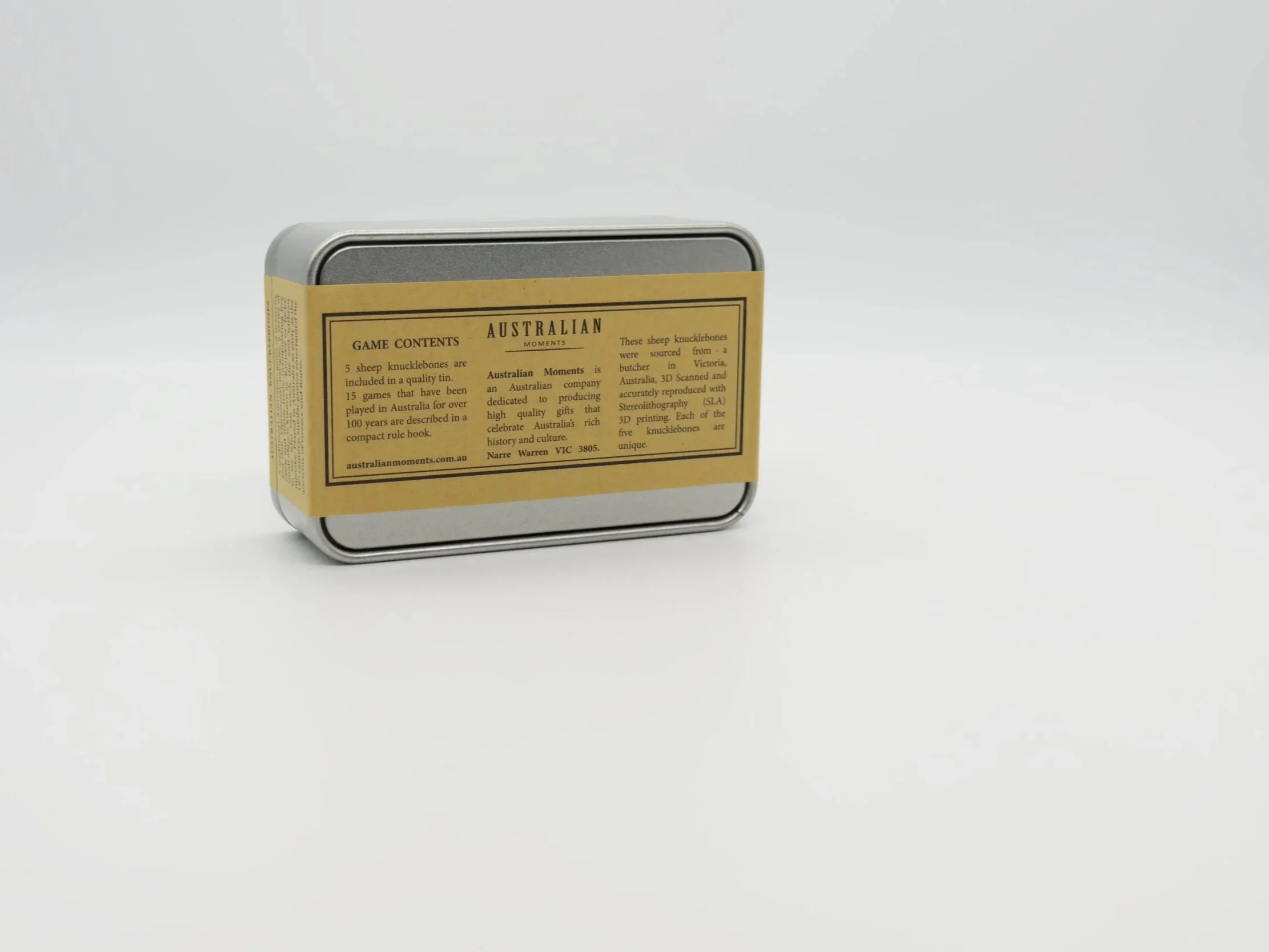 Knucklebones game packaging rear