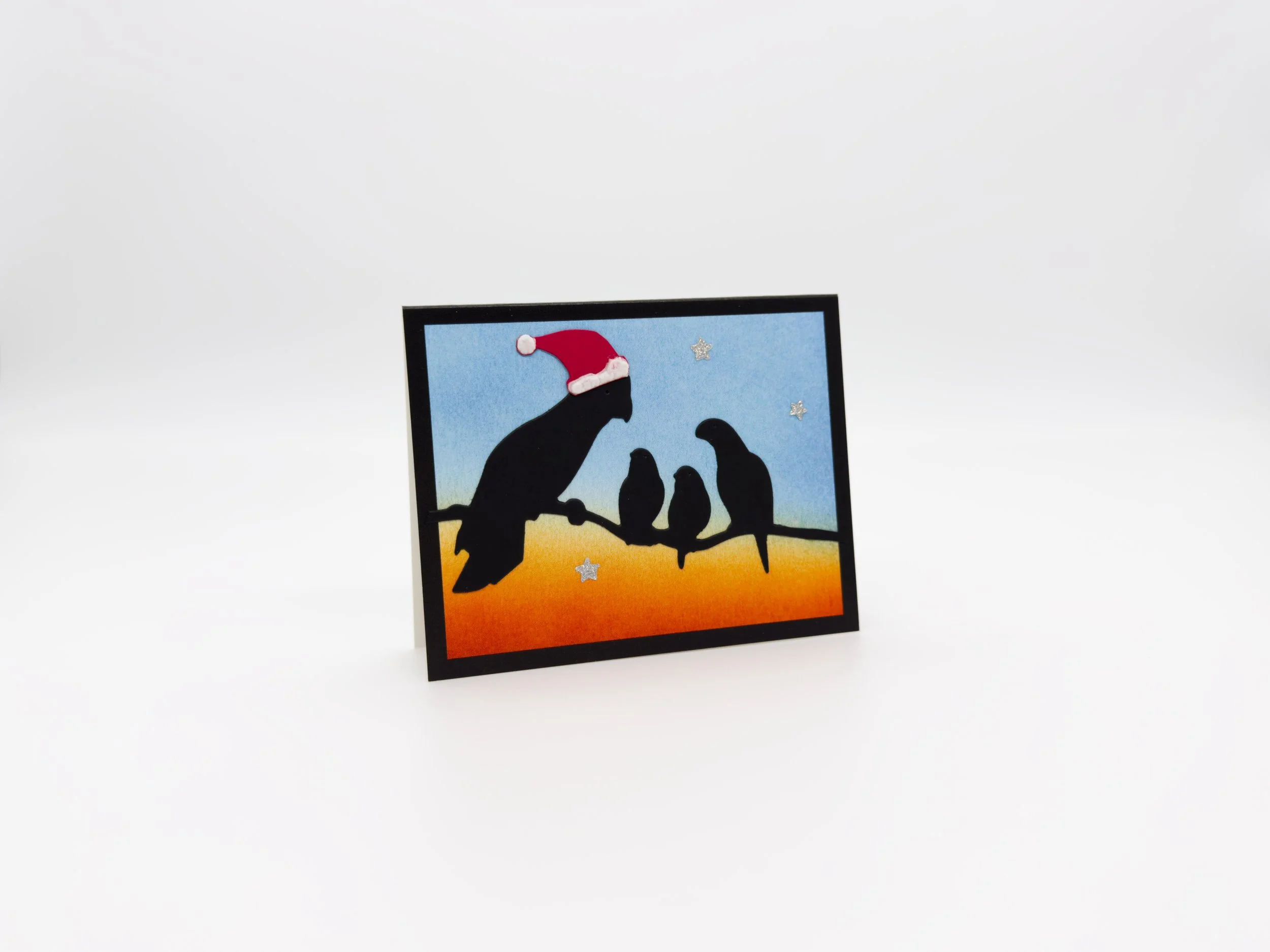 Cockatoo Santa hat christmas card
