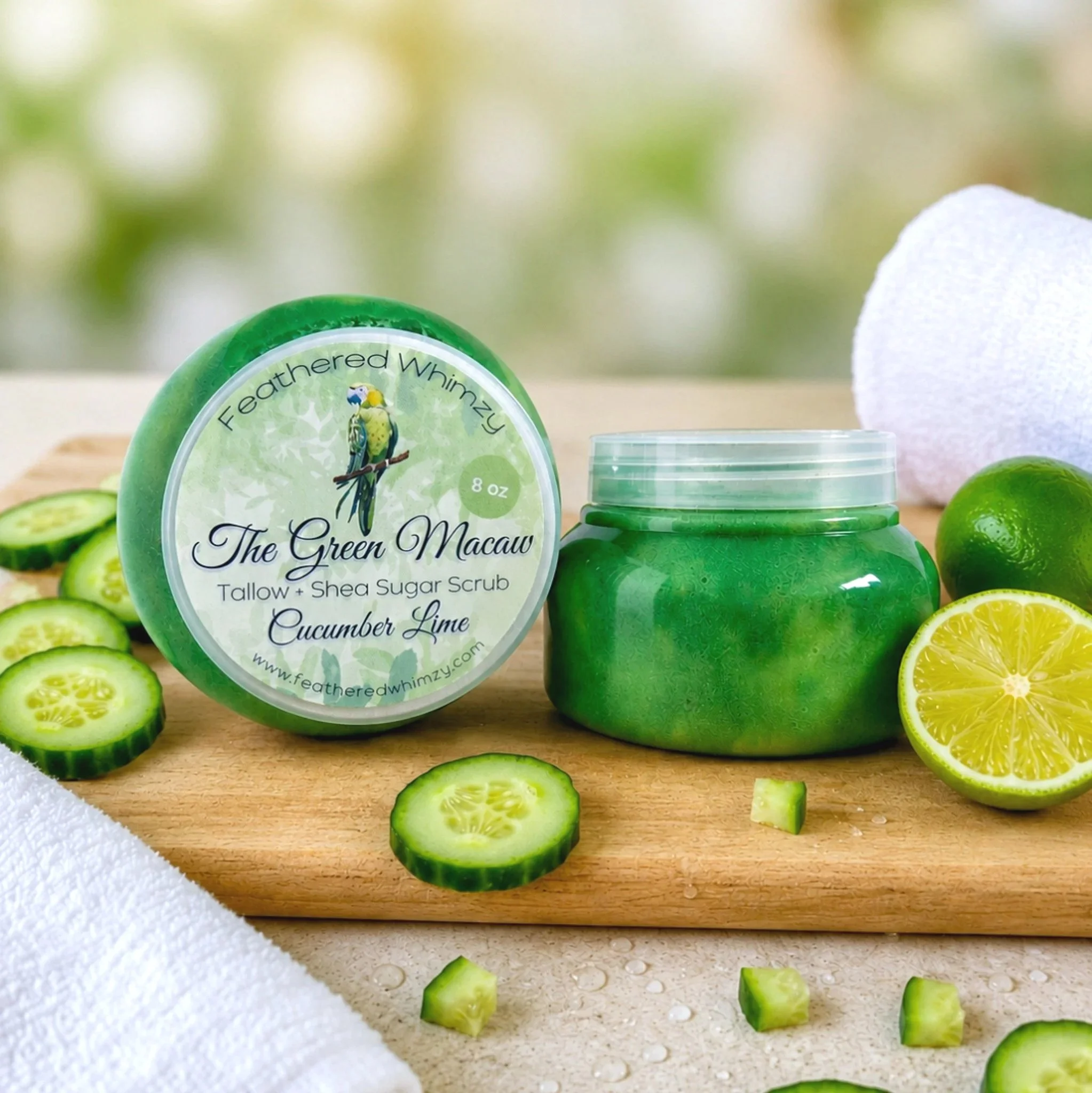 The Green Macaw ~ Cucumber Lime Tallow + Shea Sugar Scrub