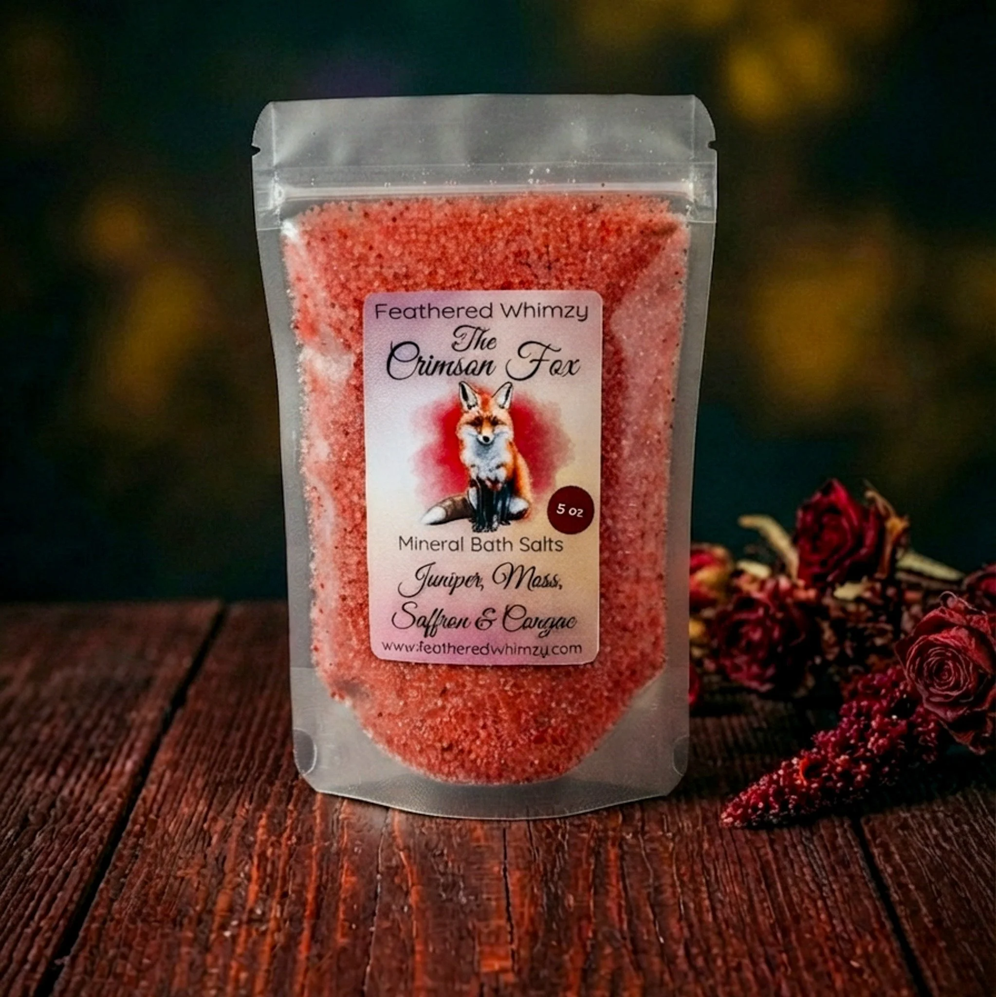 The Crimson Fox ~ Juniper, Moss, Saffron & Cognac Mineral Bath Salts