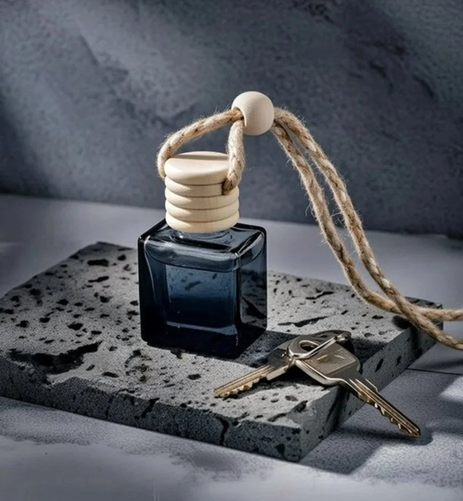 Black Ombre Glass Rectangle Diffuser with Wood Lid |  Car Freshie