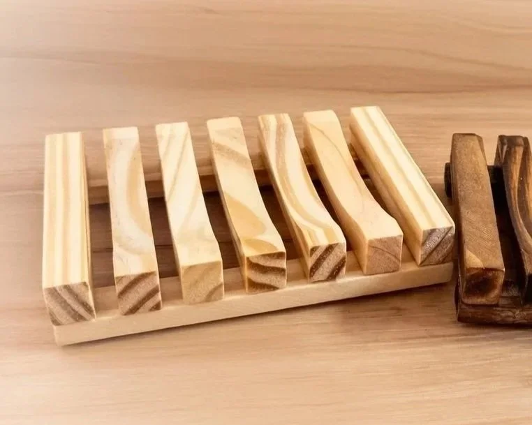 Slated Pine Wood ~ Soap Dish -sp