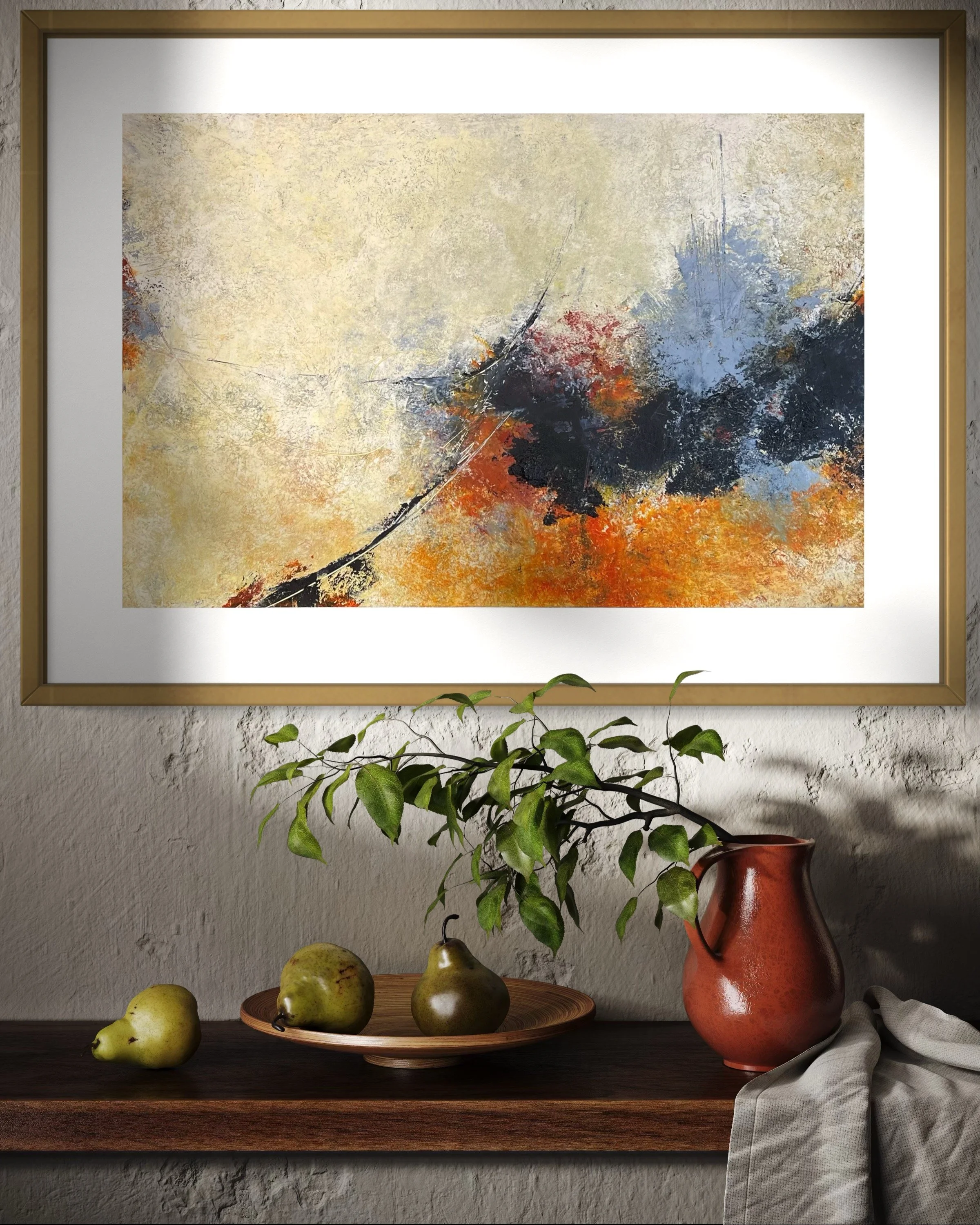 Through the Mists of Time 22” x 30” Framed $750.  In Situ.