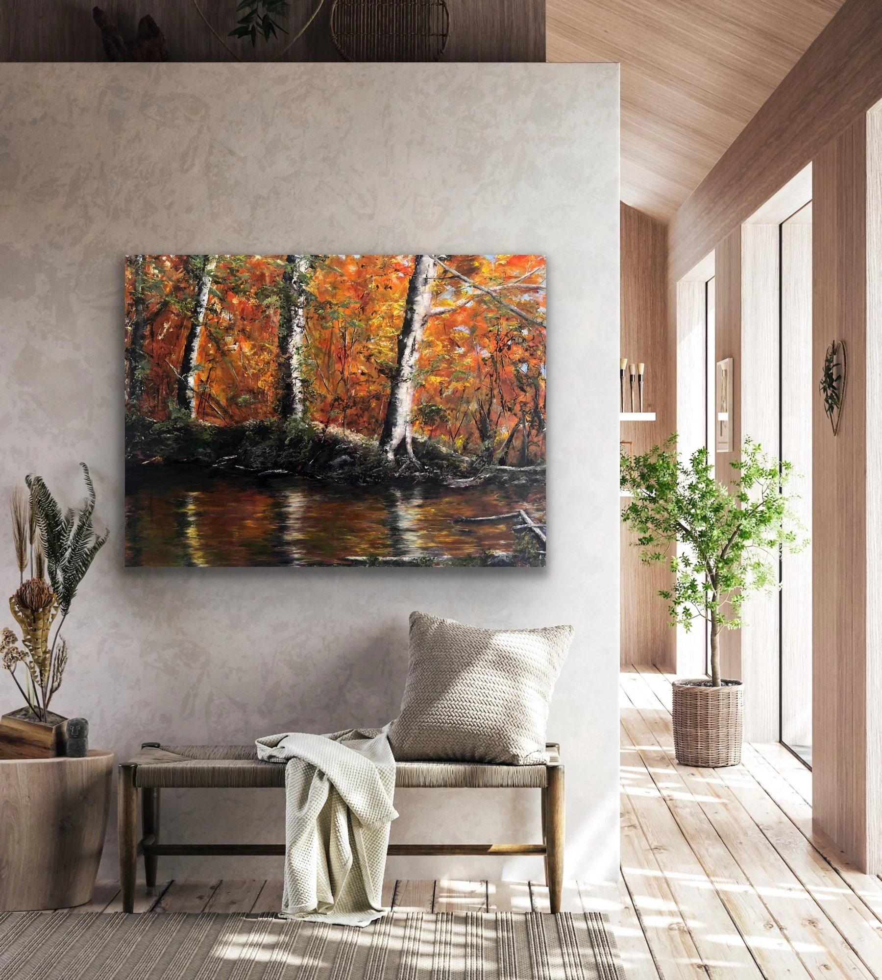 Autumn Reflections  30" x 40"  $2000.  In Situ.  Available at Jonathon's Gallery, London, ON