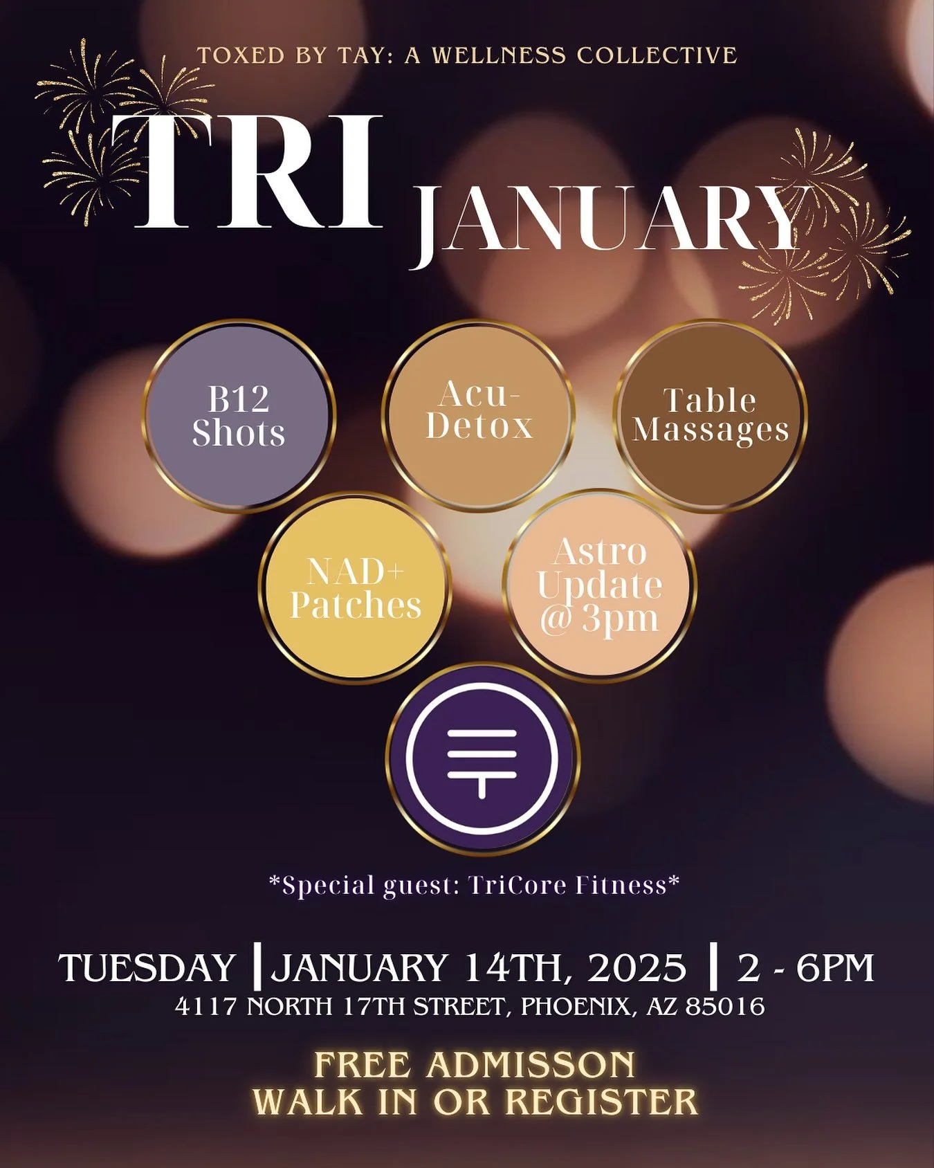 We are so excited for you to TRI-January at TXT happy hour featuring our friends from @tricorefit

Are you feeling tired and stressed post holiday? Are you looking for different ways to add wellness to your life, but don&rsquo;t know where to start?!