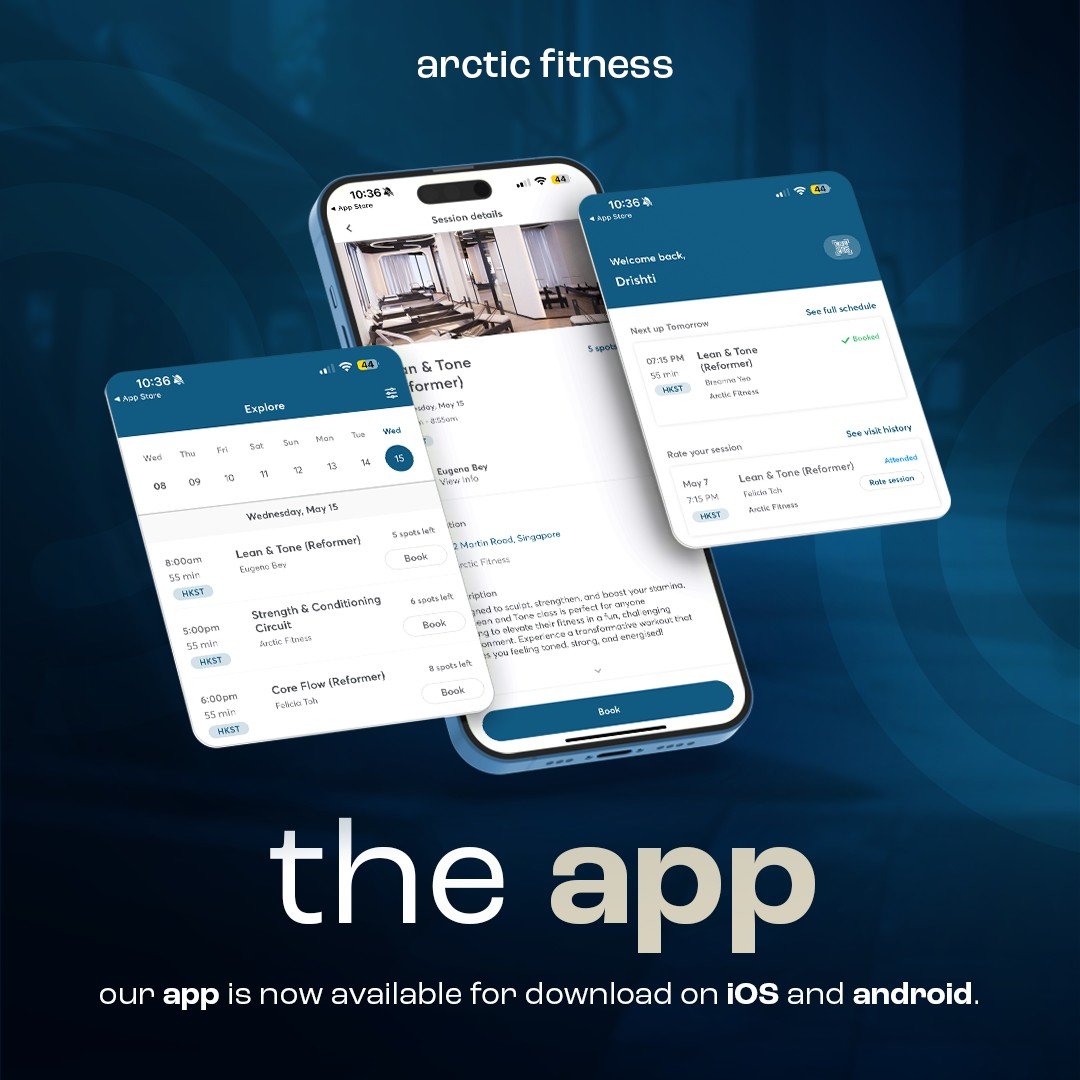 Our Arctic Fitness app is live on Apple App and Google Play Store.

Seamlessly book your Pilates classes, schedule a strength and conditioning session, and simply enjoy complete control over your membership! &ndash; all from the palm of your hand

Do