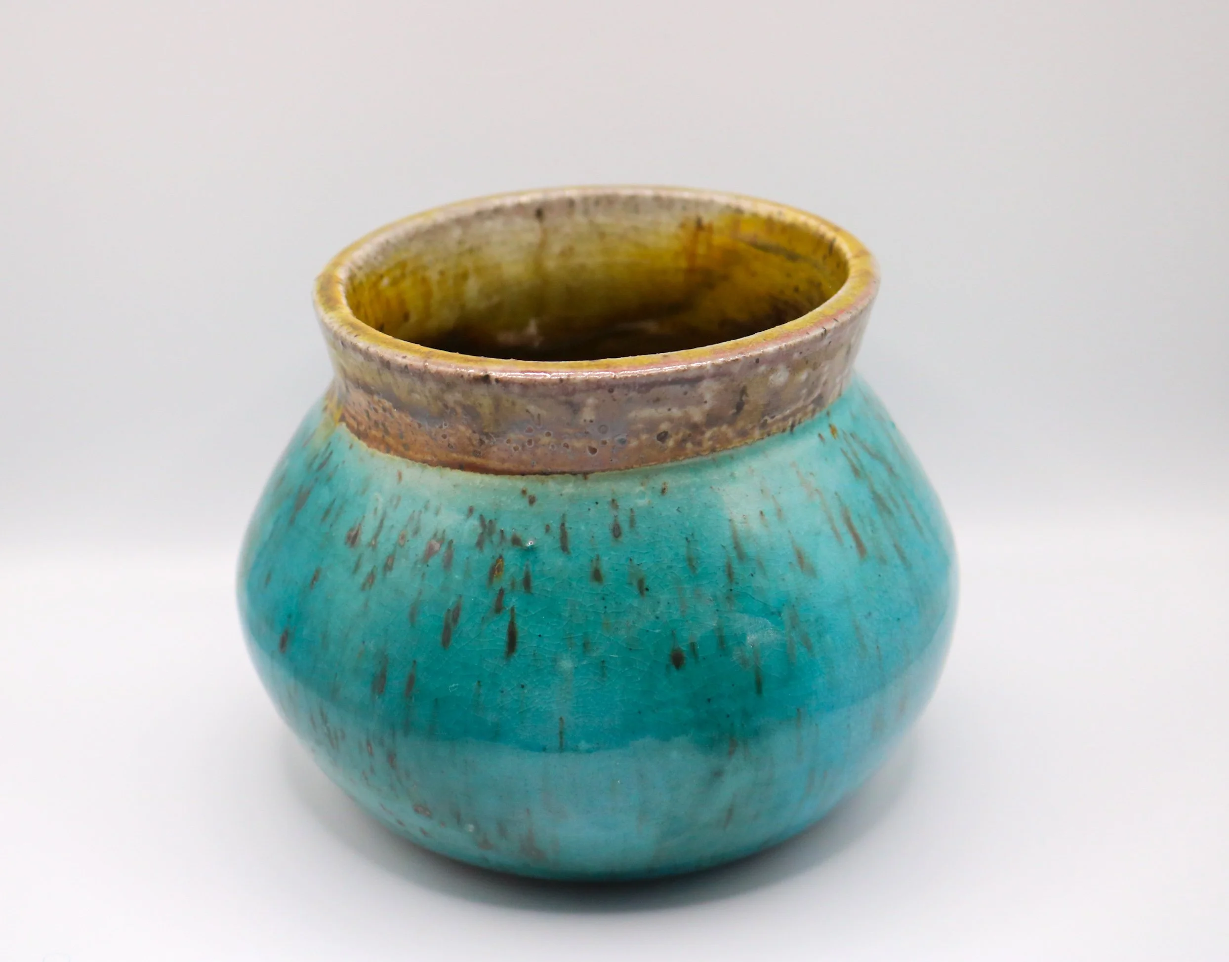 wheel vase | oribe and tenmoku glaze on soda-fired stoneware | 2025