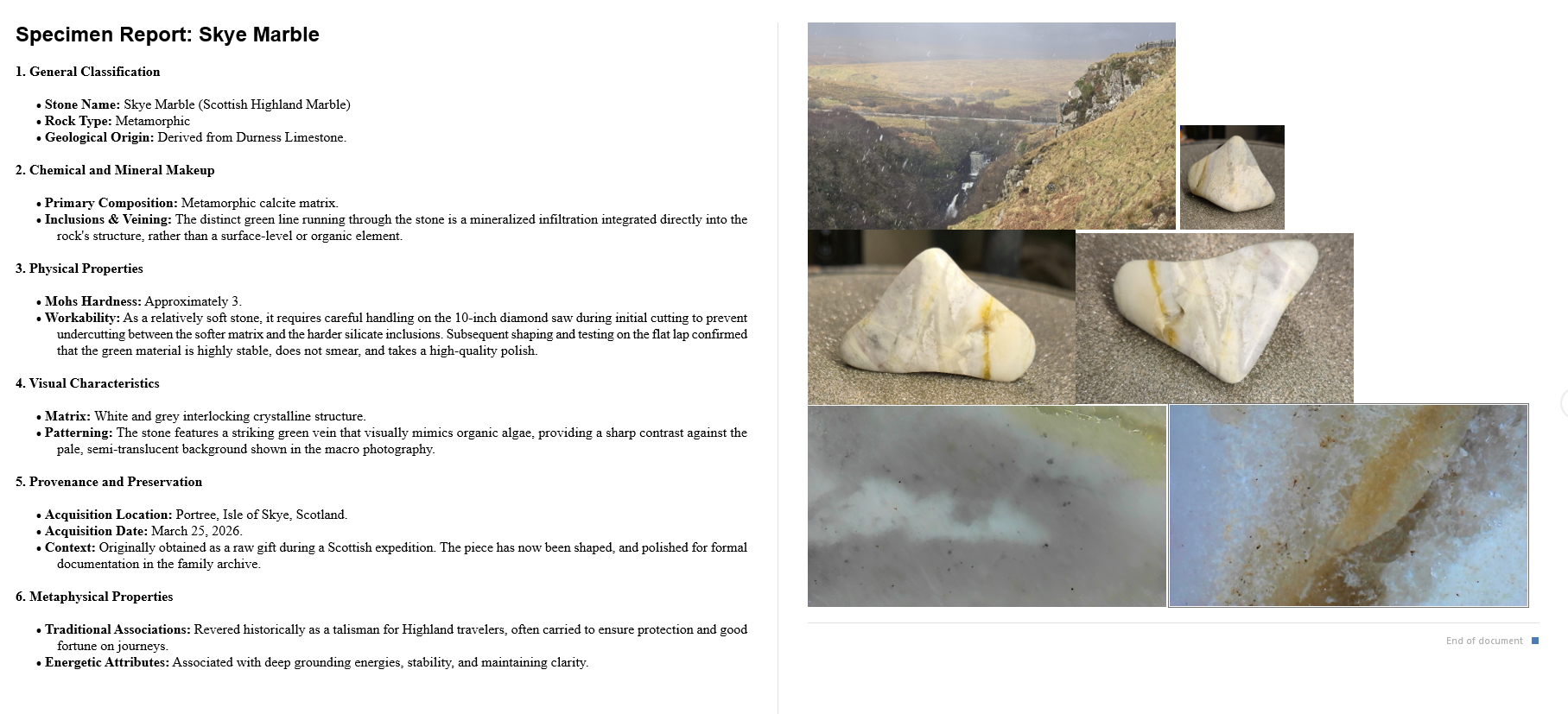 The Rock Dragon Specimen Report. Stop guessing, Start knowing.