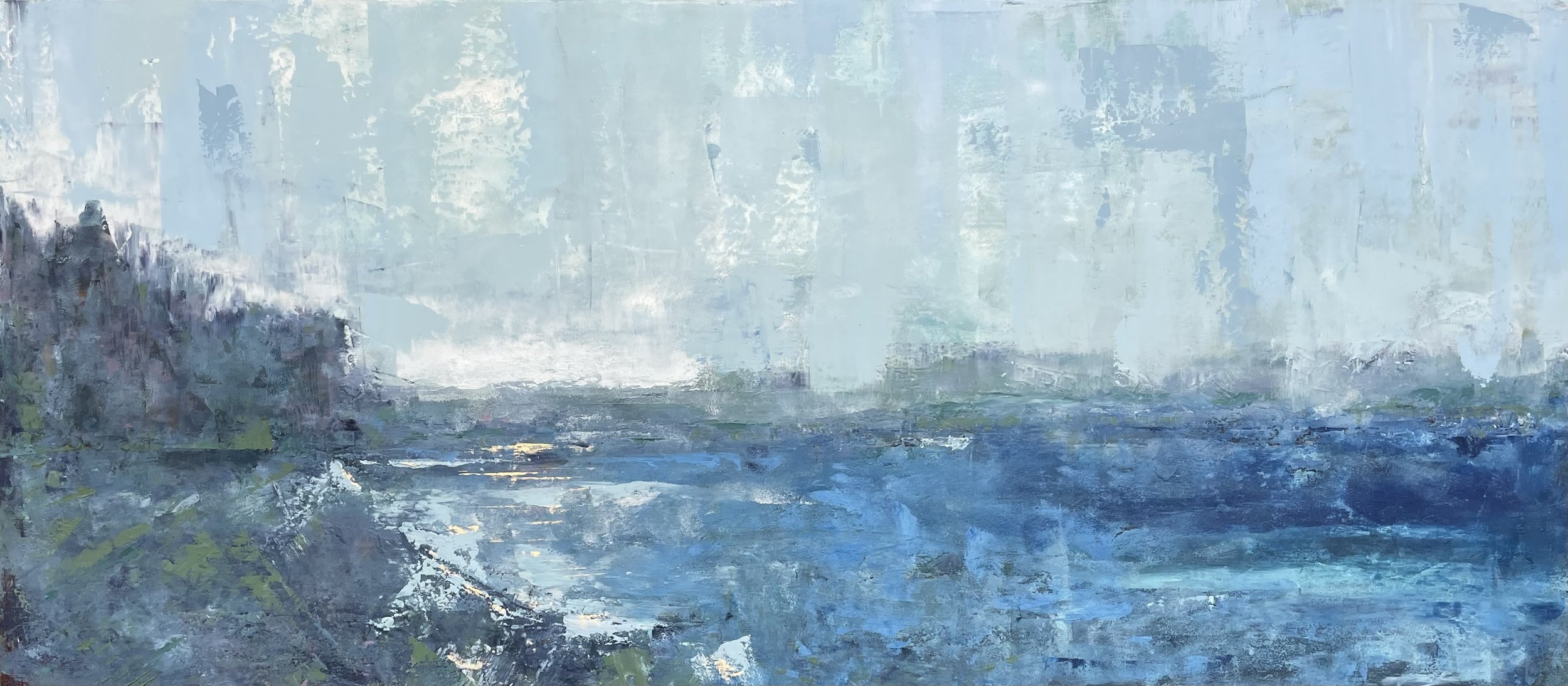 West Beach Blues
16 x 36 Oil + Cold Wax 
Available at Whidbey Island Atelier
$800.00