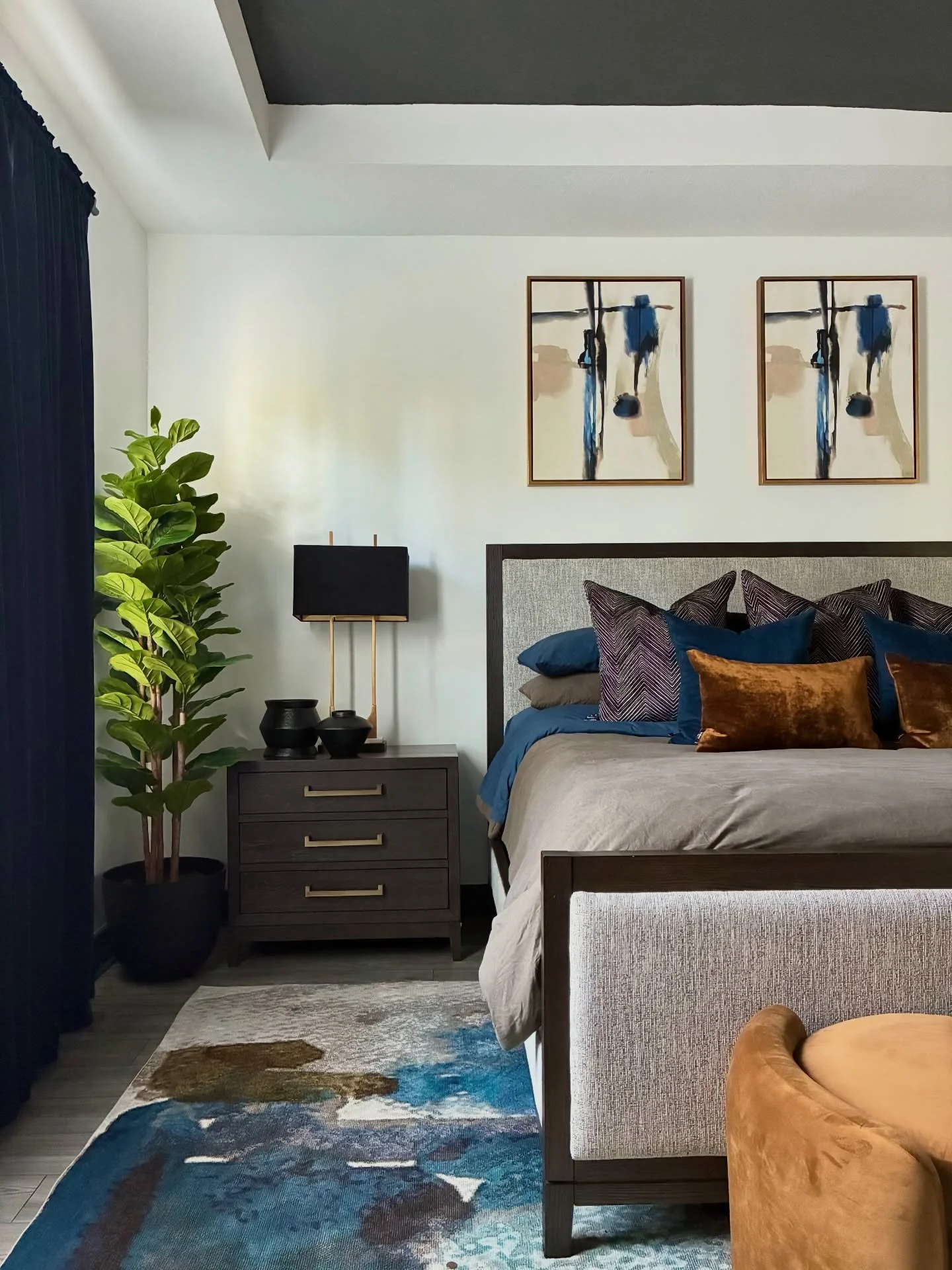 We got the blues, yall &mdash; navy, sky, indigo, slate. 

Would you believe the first request for this color themed home was green? We started with one green concept and the client immediately knew blue, her favorite color, was the actual direction 