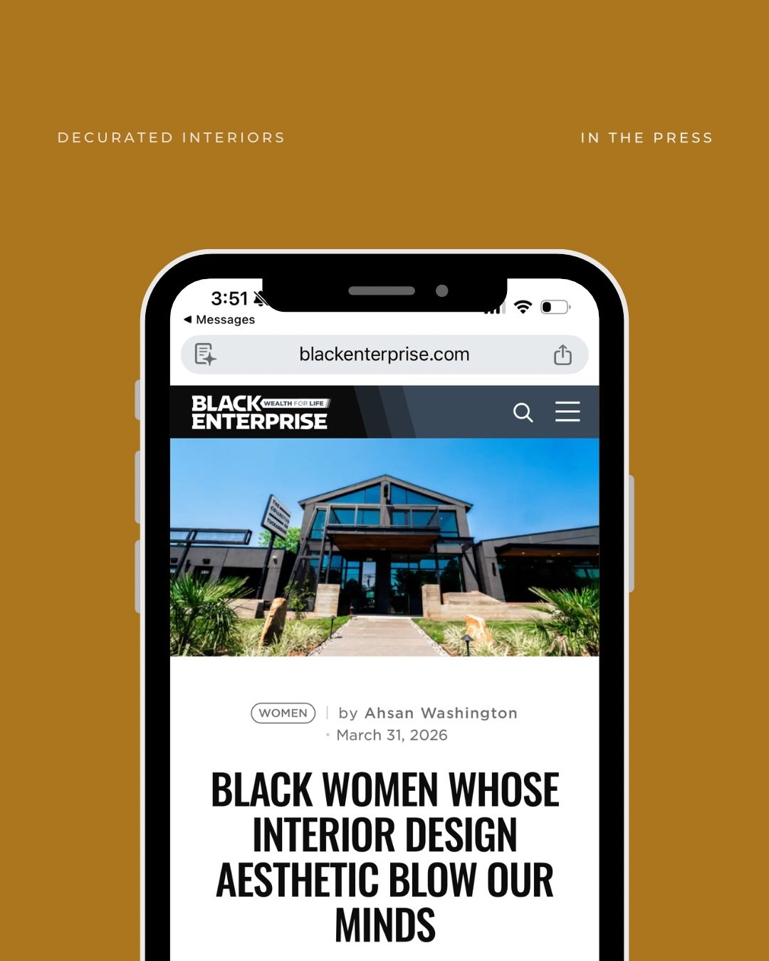 Thank you @blackenterprise @blackenterprisewomen for this pleasant surprise feature to close out Women&rsquo;s History Month!

I&rsquo;m alongside industry titans and creative trailblazers who have not only made a mark on the ways I approach design, 