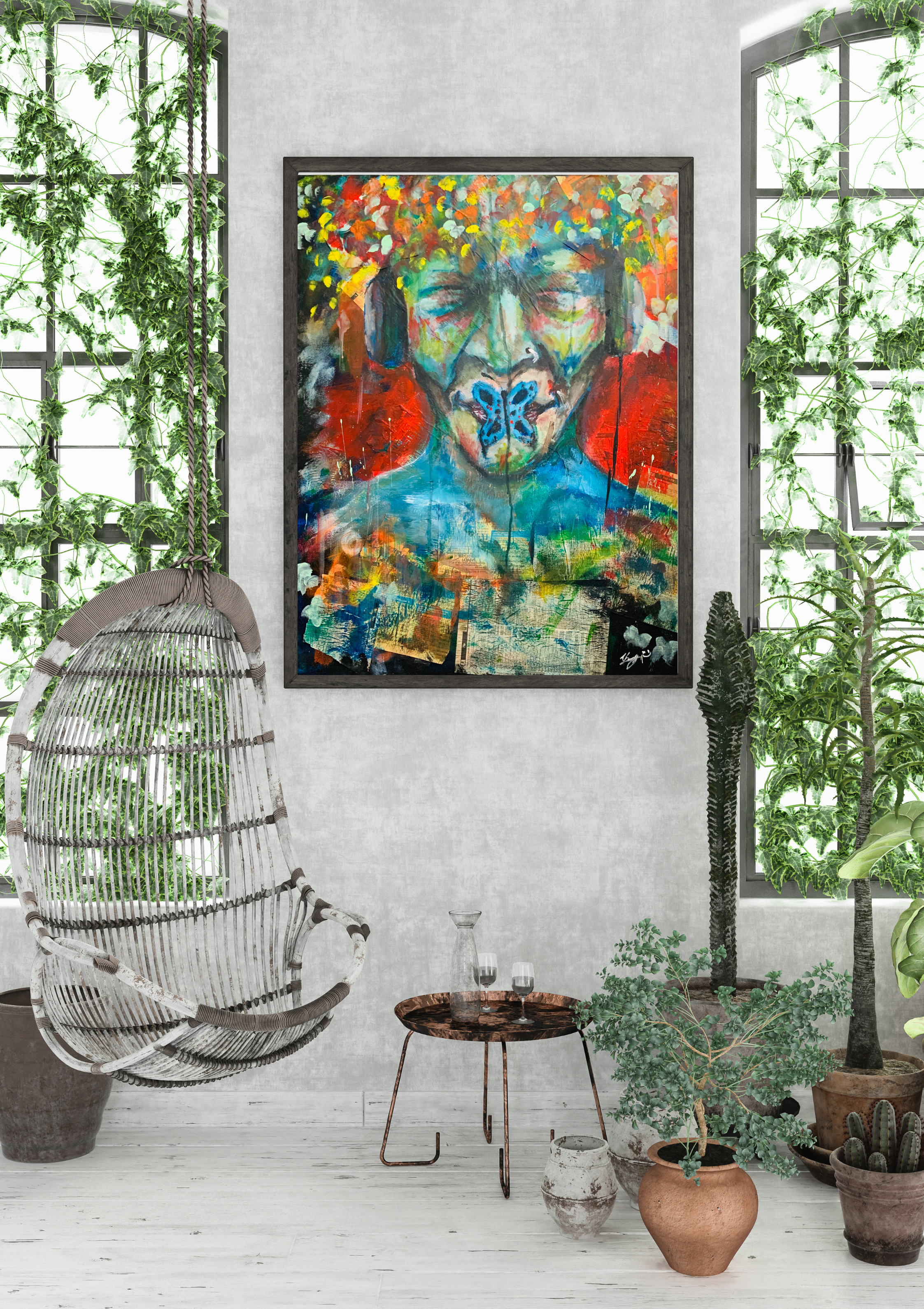 Green Natural Botanical Organic Poster Frame Wall Art Mockup .png