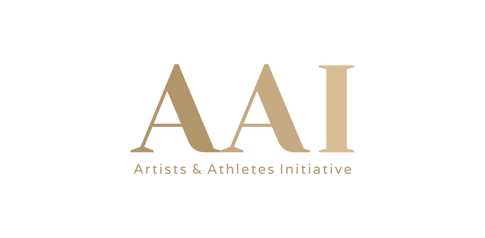 Logo for Artists & Athletes Initiative featuring the acronym 'AAI' in gold with the full name written underneath.