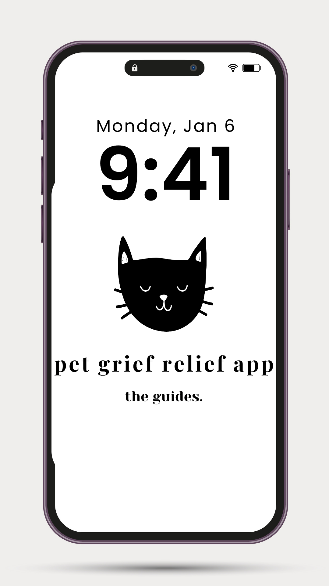 Phone that has the pet grief relief app on it