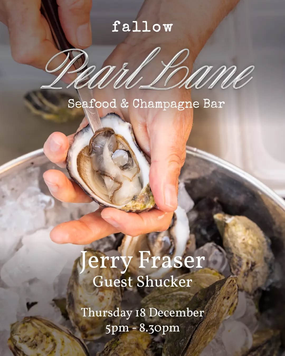 JERRY FRASER LIVE AT PEARL LANE 🦪🥂 

Our lavish Seafood and Champagne Bar continues this season with an extra touch of theatre. The one and only King of Oysters @gerald.fraser joins us as guest shucker, serving freshly opened oysters with his signa