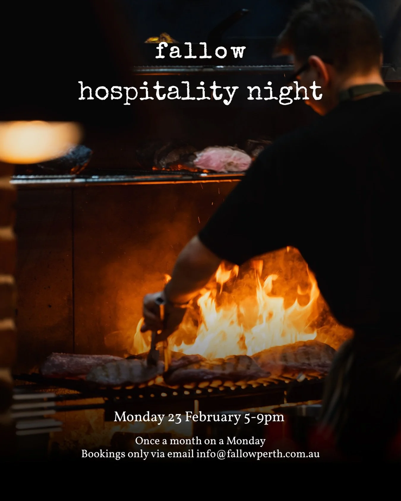 Perth, this one&rsquo;s for the crew who keep the lights on and the drinks flowing.

We&rsquo;re opening our doors exclusively for hospo staff. One industry. One proper thank you.

Hospitality Night at Fallow
First date | Mon 23 Feb | 5&ndash;9pm
Onc