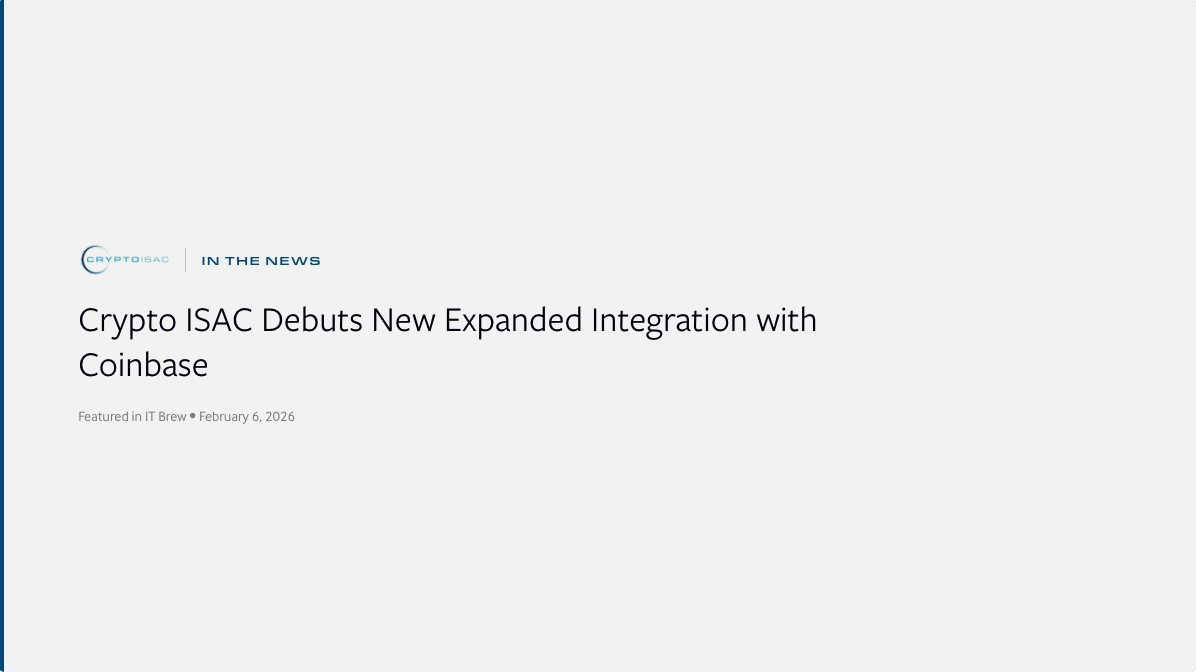 Crypto ISAC debuts new expanded integration with Coinbase