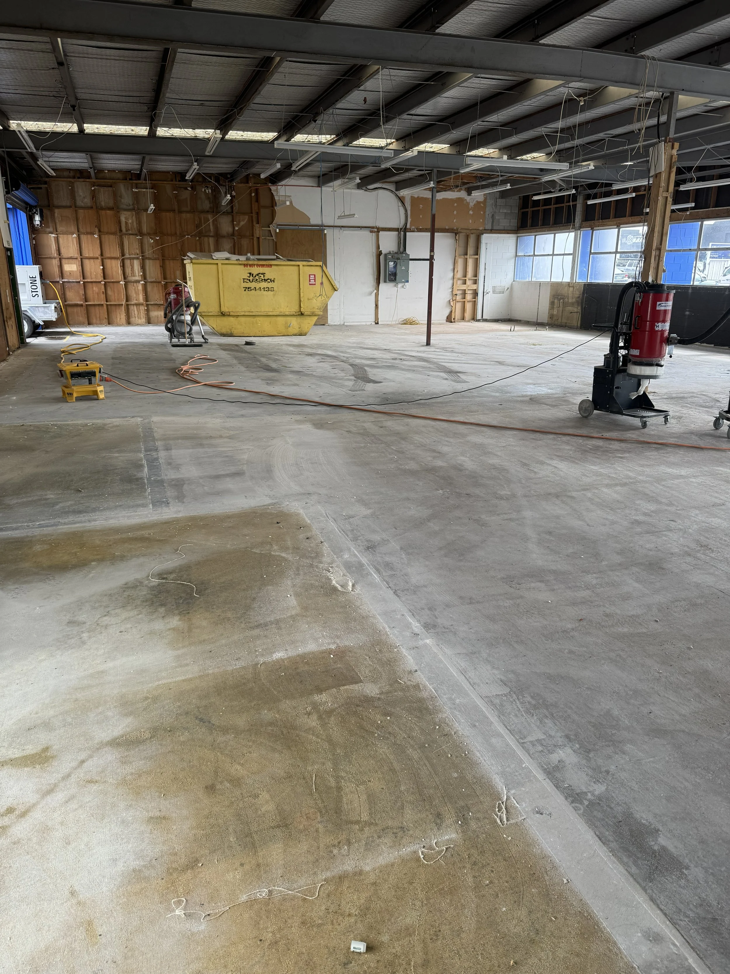 open warehouse with concrete floor