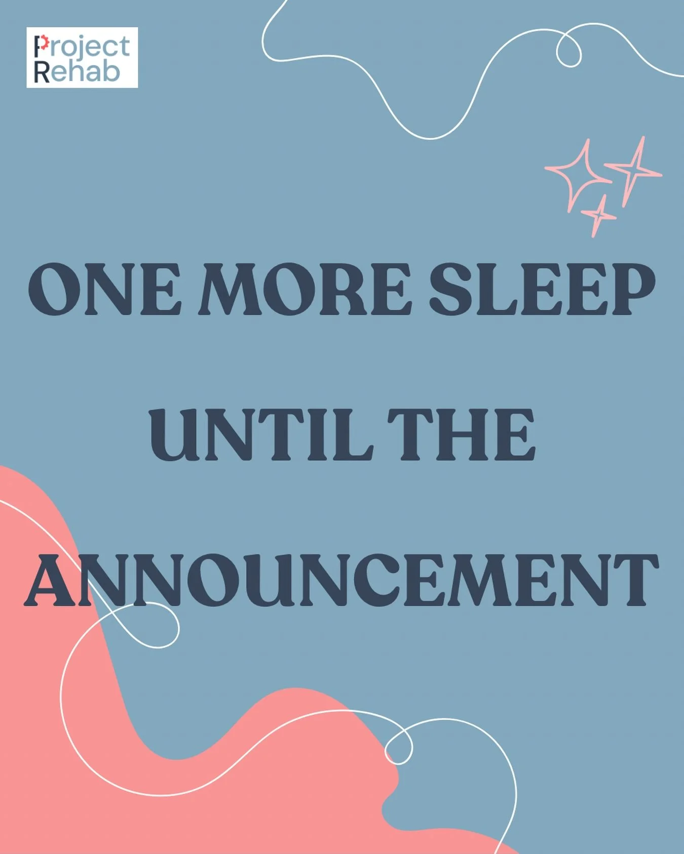 One more sleep until the big announcement! 

Who is ready to hear what it is? ✨😁

#projectrehab #bignews #physiotherapy