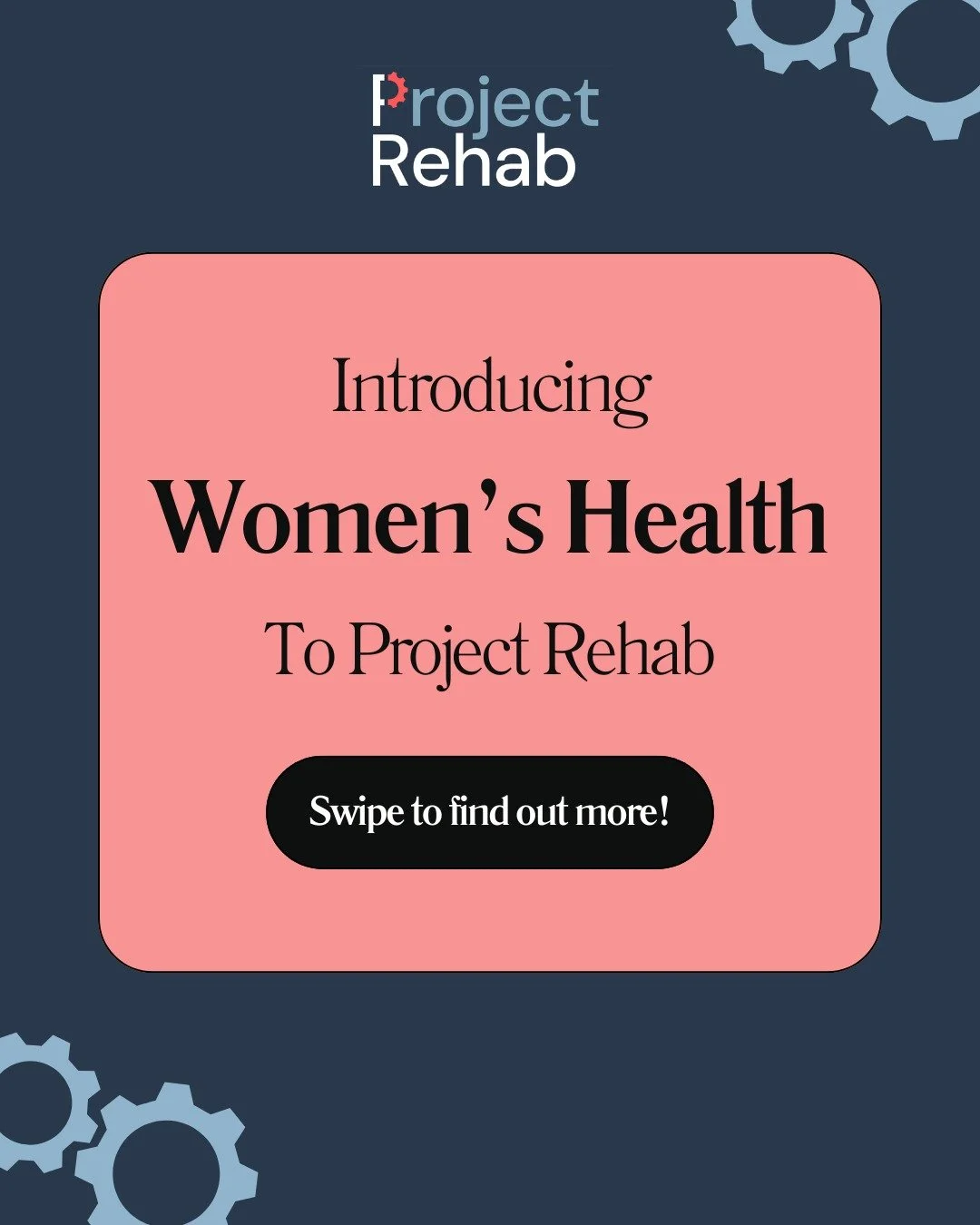 Project Rehab is introducing Women's Health 💕

We are so excited to help women through all stages of life. Swipe to learn about our new offers and how we can support you!

Think Women's Health Physio might be suitable for you? Fill out our referral 
