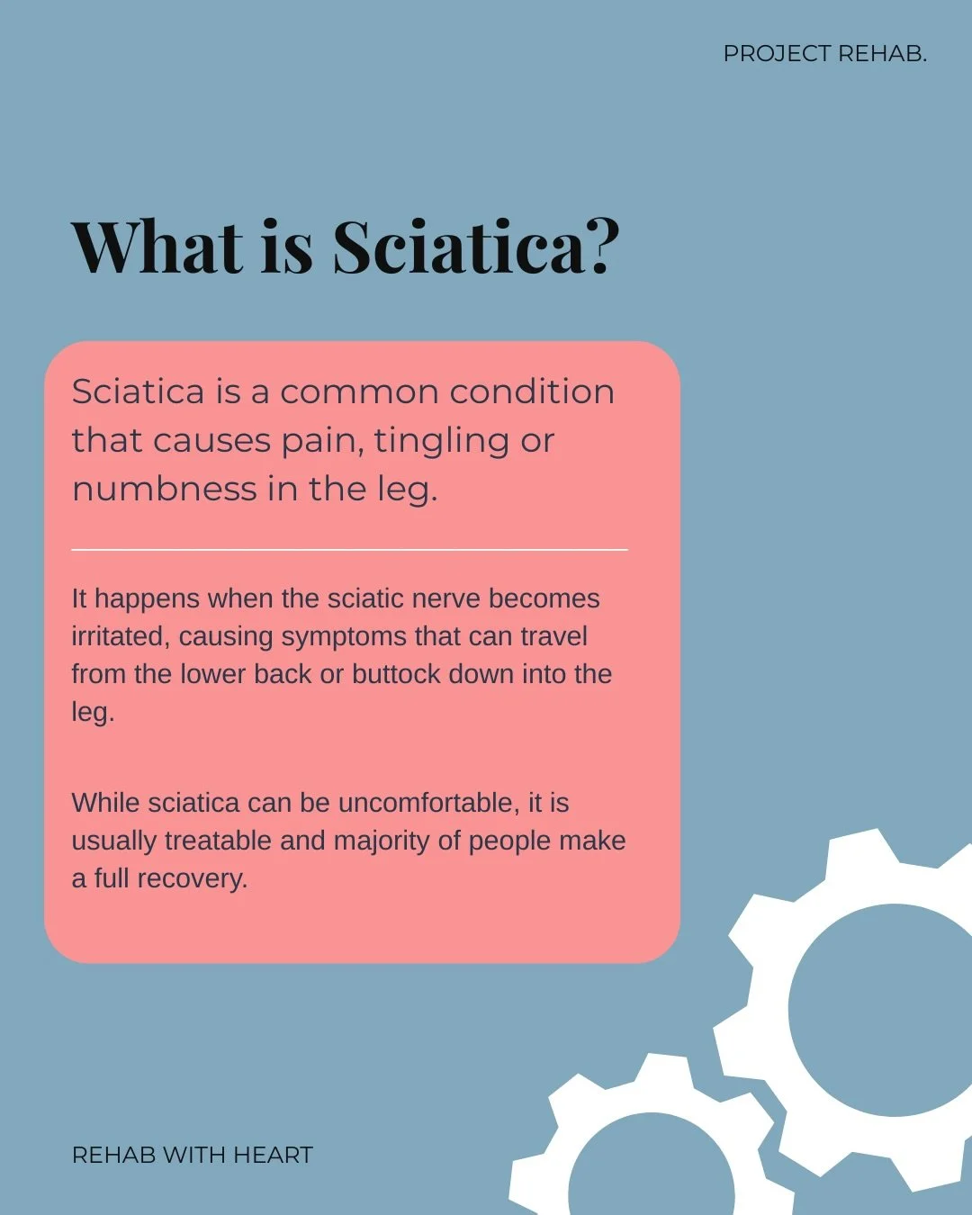 Have you been experiencing pain, tingling or numbness travelling down your leg? It could be sciatica.

The good news is that sciatica is very common and, in most cases, responds well to physiotherapy and the right rehabilitation. While symptoms can b
