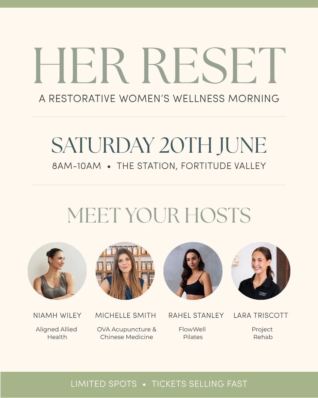 HER RESET. Meet your hosts!

A morning dedicated to the Modern Woman. Tickets on sale and selling fast!

It&rsquo;s time to put yourself first and reconnect with your mind and body. Join us next Saturday on the 20th of June for an intimate morning of