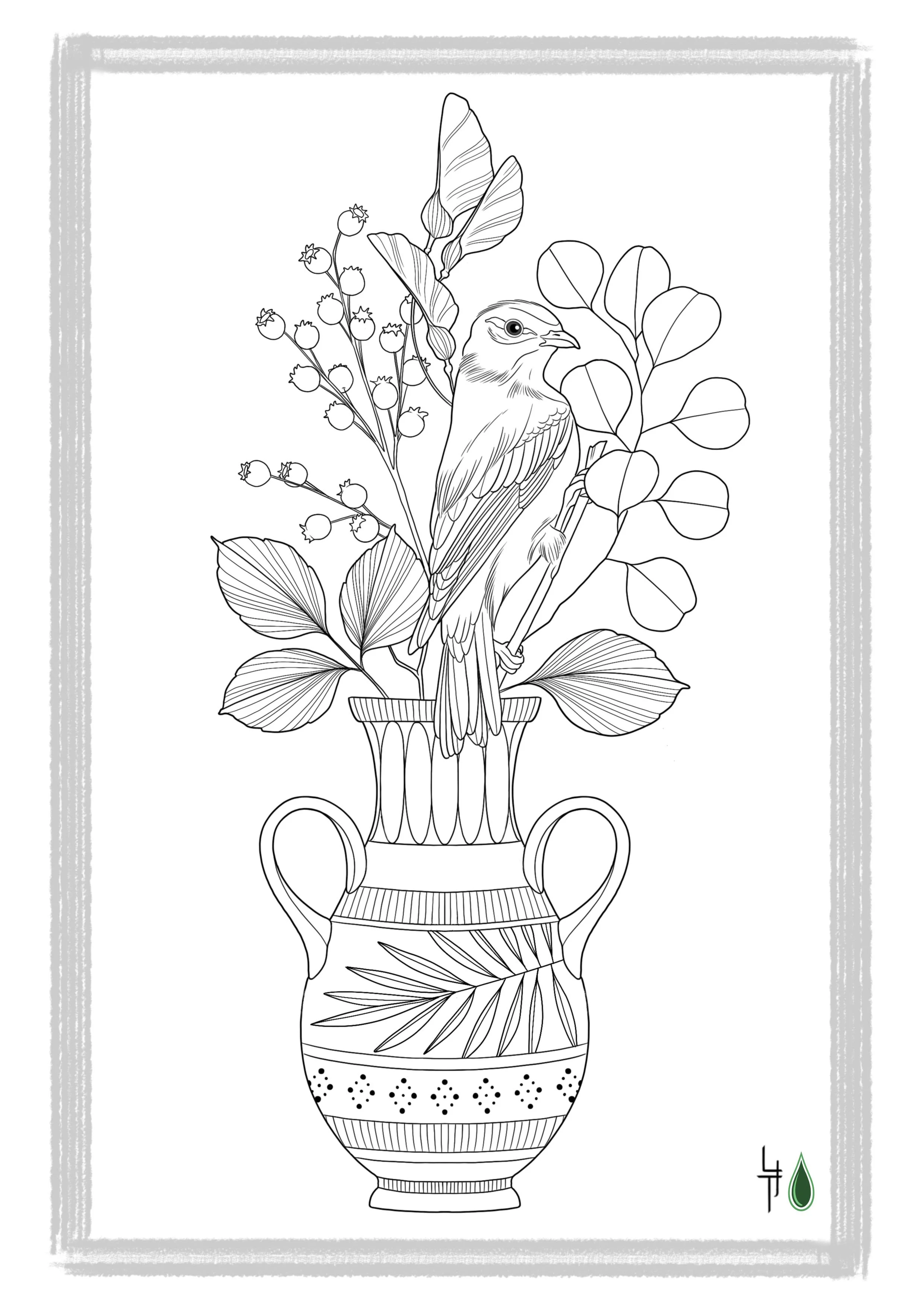 Wanna Do Tattoo von Lena Jürgens, Vogel auf Vase mit Blumen
