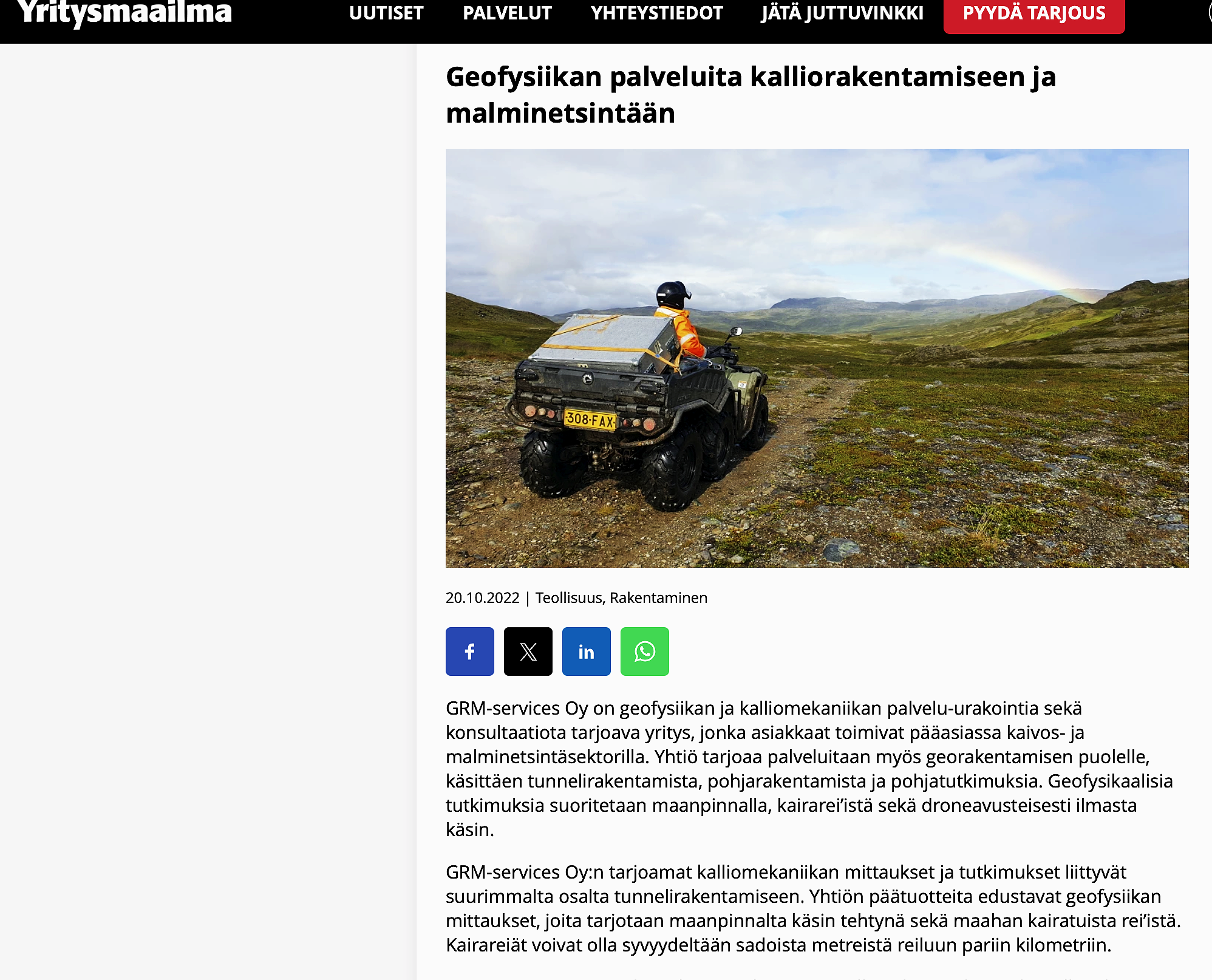 GRM’s CEO, Antti Kivinen, was interviewed to a magazine: “Yritysmaailma” on October 29, 2022.