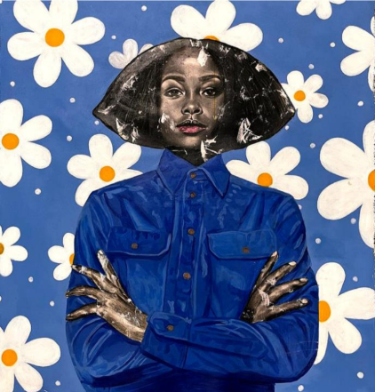 Steve Maphoso - Blue - Mixed media on canvas - 100 x 120 cm - R 60 000 excl  VAT