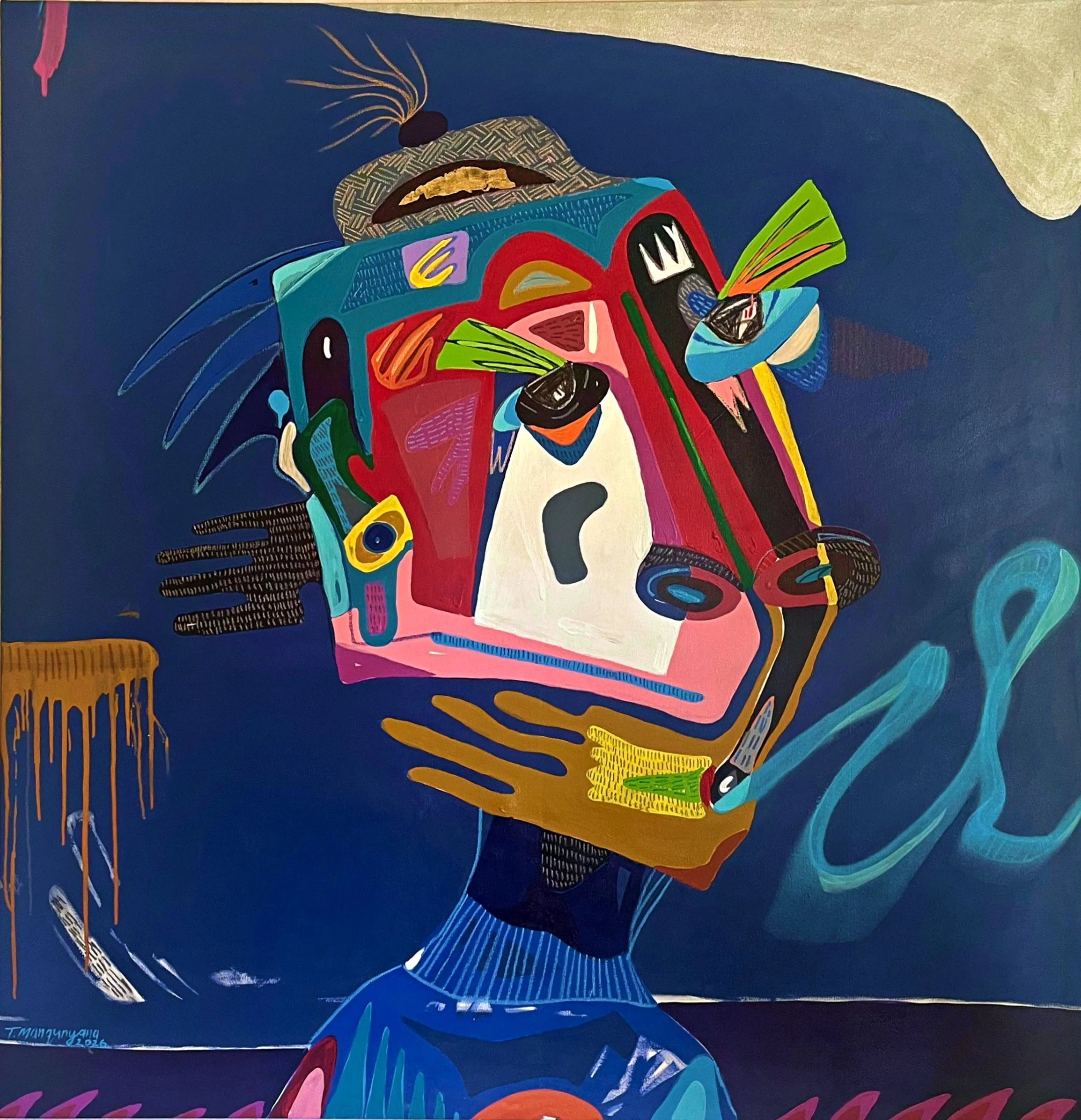 Thembalethu Manqunyana - Do Good - 166 x 162 cm - Mixed media on canvas - R 75 000 excl VAT 