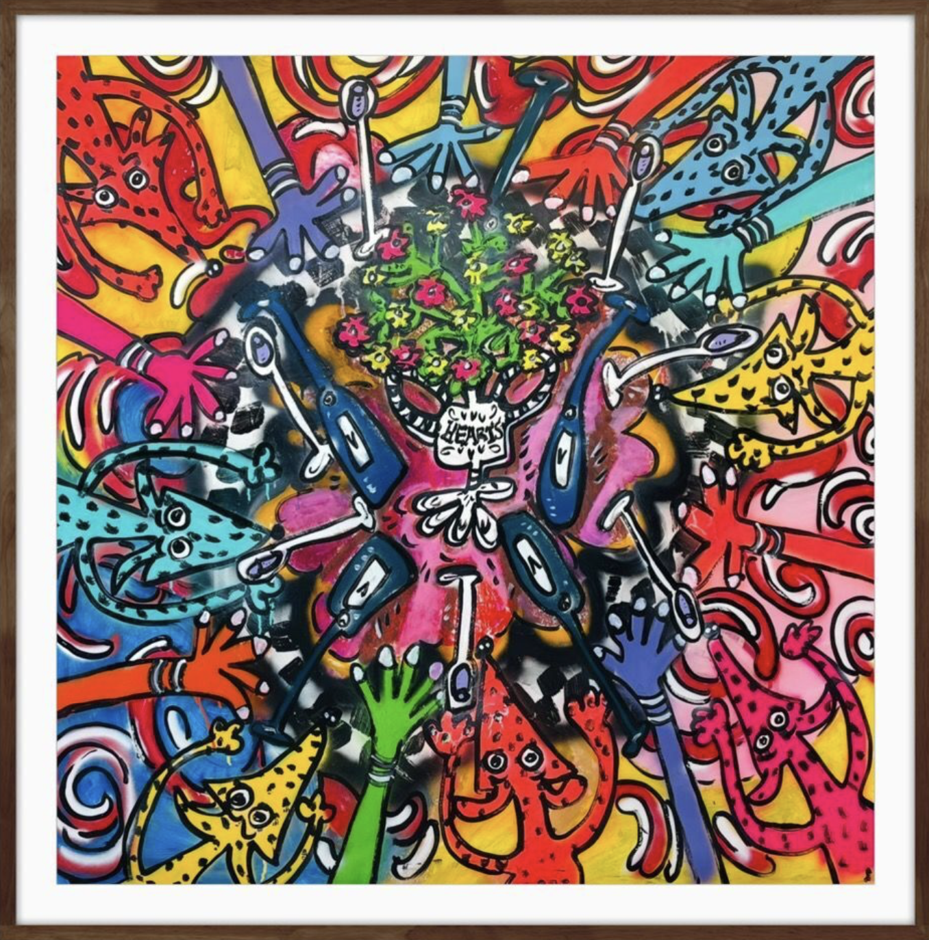 Kyle Jardine - Good Vibrations - Spray Paint, Acrylic Paint and Oil Pastel on Paper - 159.4 x 159.6 x 5 cm (framed) - ZAR 40 000 excl VAT