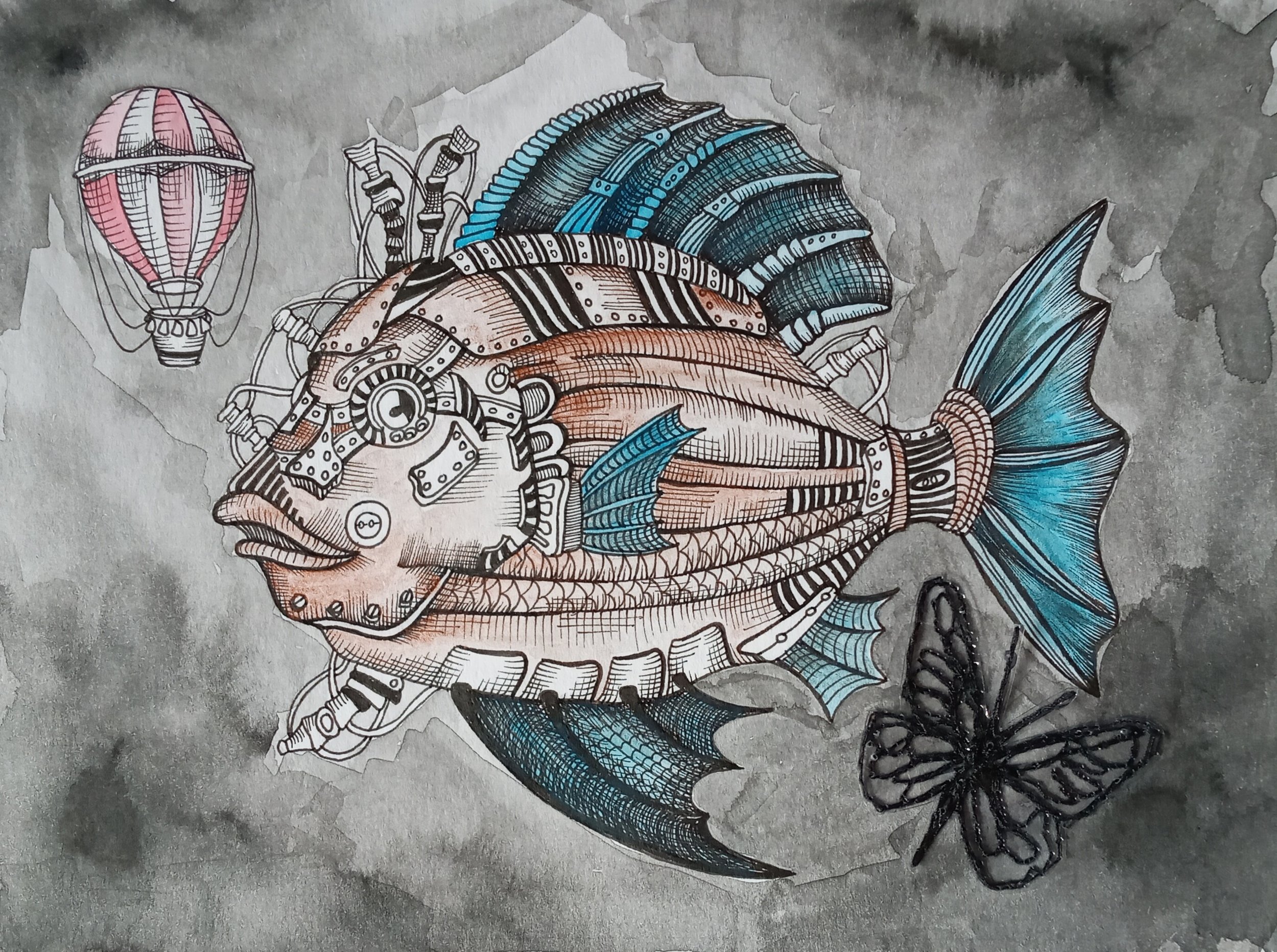 Lona Human - Flying Fish - Mixed-Media - 24 x 29 cm - R3 000