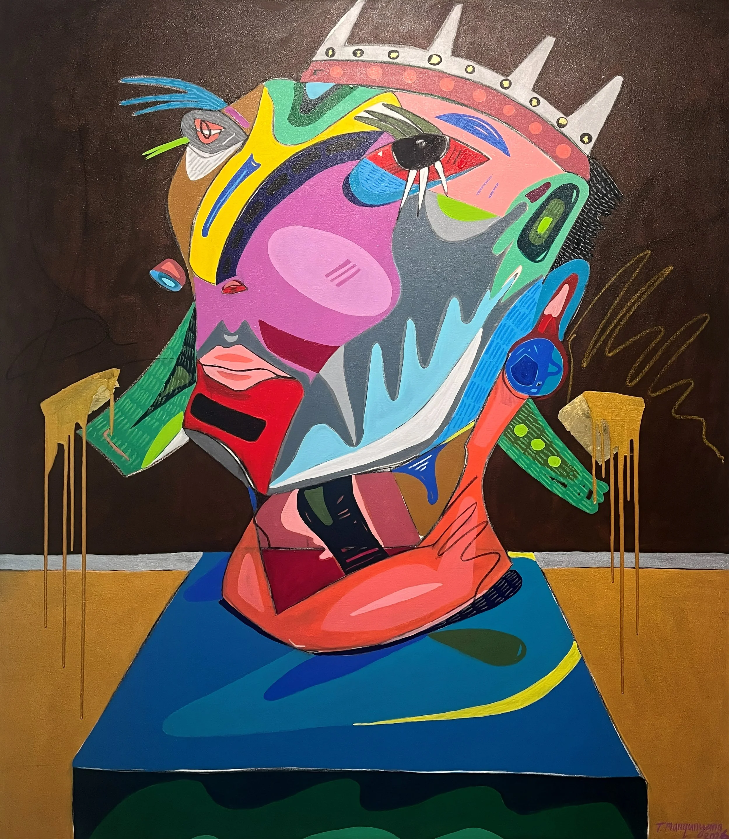 Thembalethu Manqunyana - The Kingdom - 172 x 147 cm - Mixed media on canvas - R 75 000 excl VAT