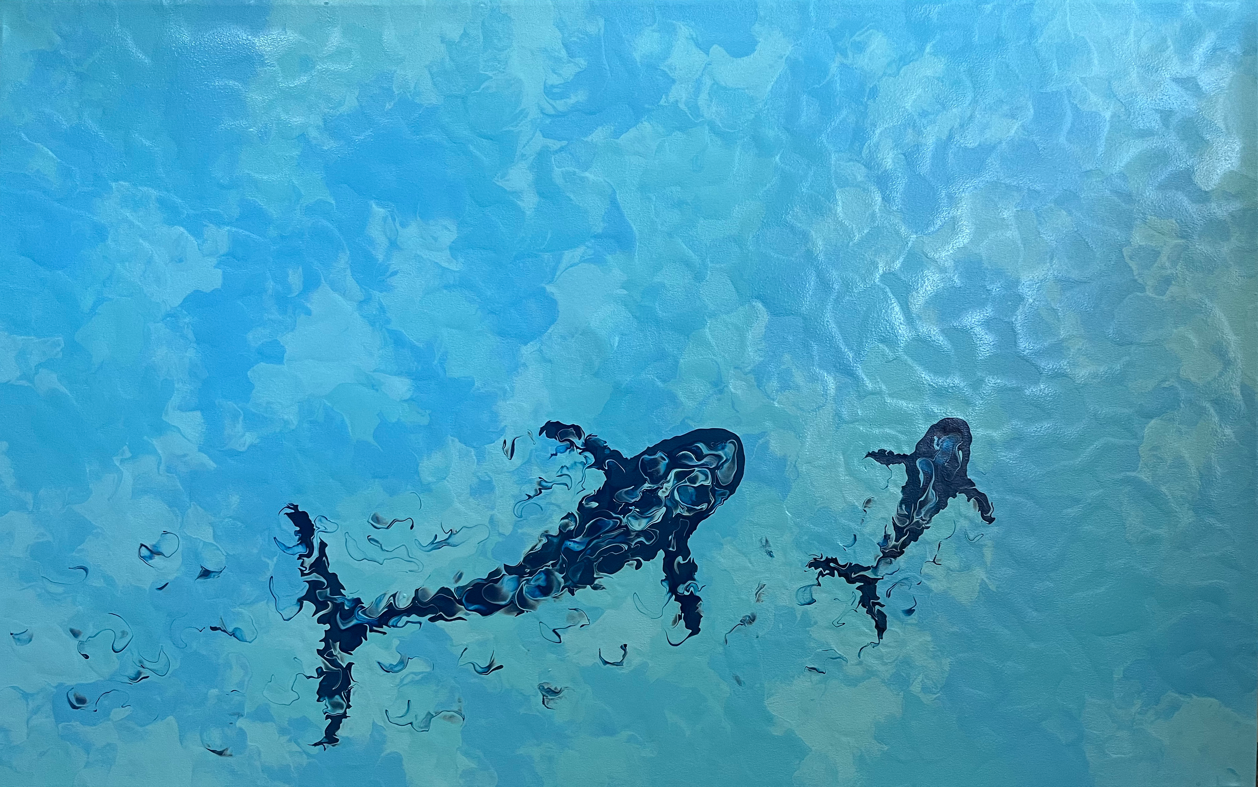 Andrew Burns - Babysitting - 100 x 160 cm - Blown acrylic on canvas - R29 400