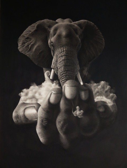Ashok Kore - Grace of Titan - 100 x 134 cm - Pencil on Fabiano Paper - R 55 000 excl VAT