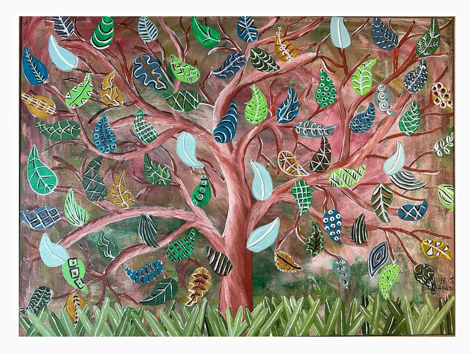Henk Scholtz - Leaf Family - 45 cm x 62 cm - Acrylic on canvas - R 7 500 excl VAT